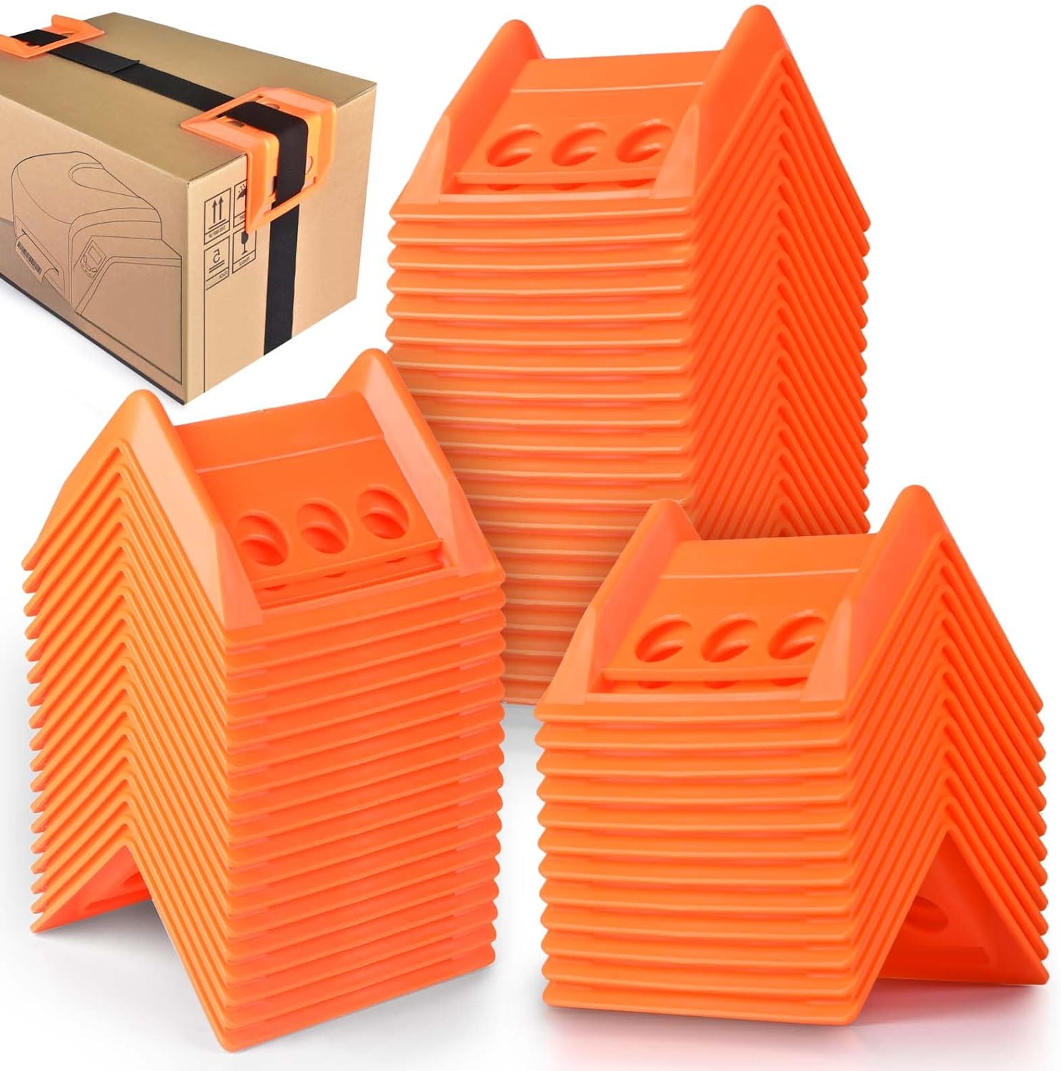 CONLI 50 Pack Edge Corner Protectors for Cargo Load Truck Shipping, Flatbed Accessories Plastic Flatbed Edge Protector Used Together with Webbing to Protect Cargo