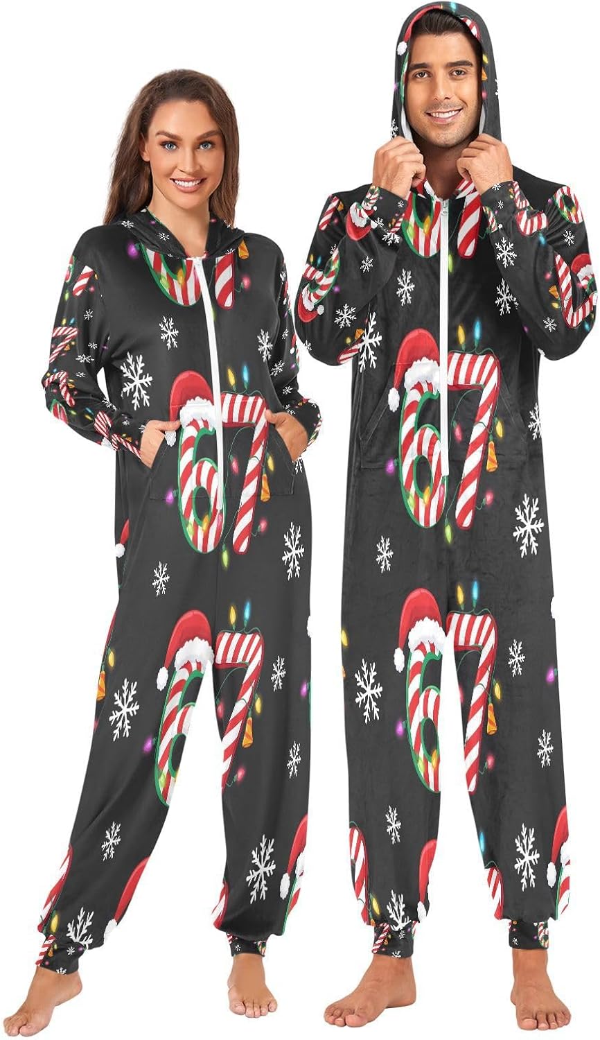 ALAZA Adult Onesie, 67 Meme Christmas Pajamas Costume Party Wear