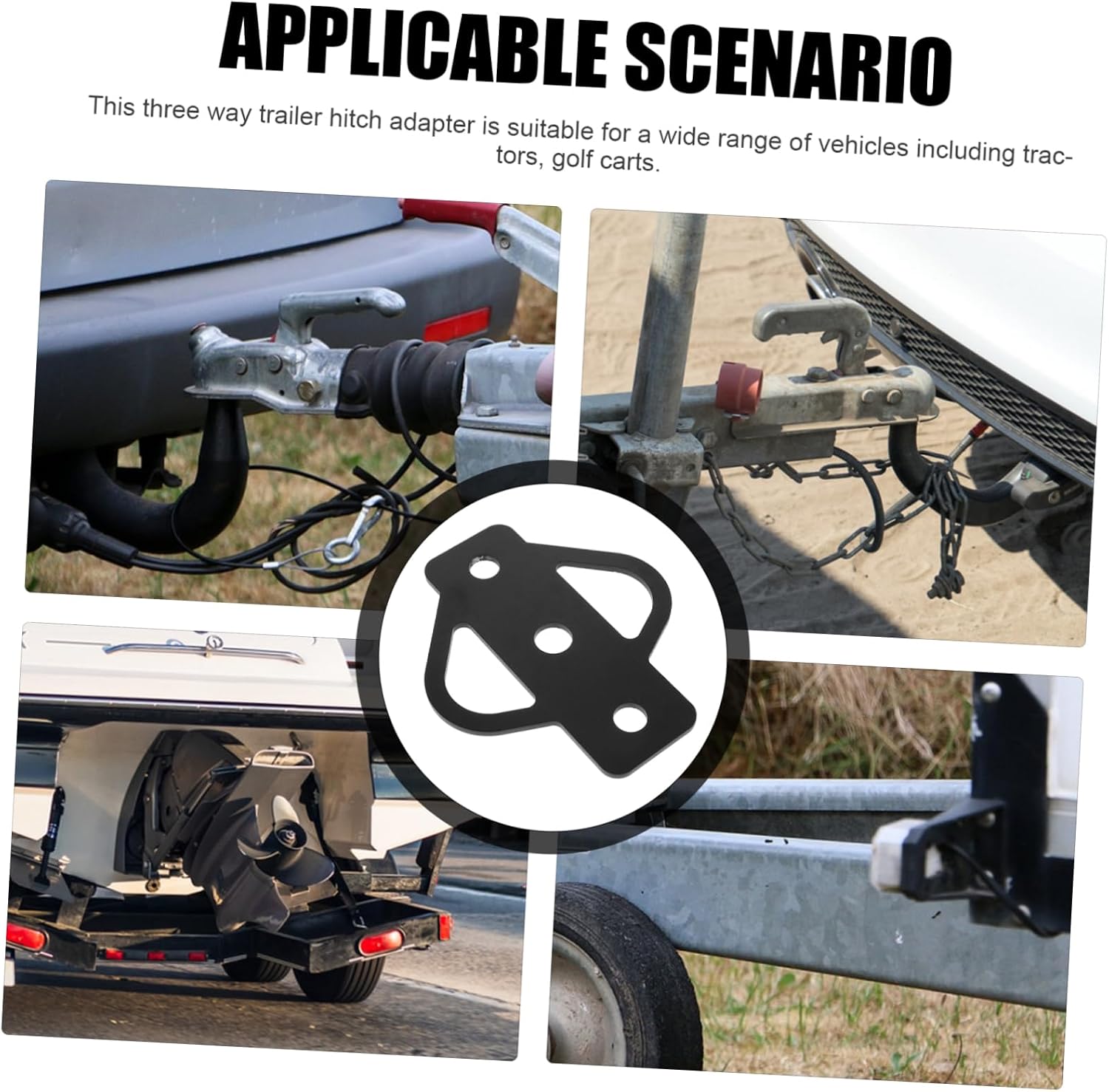 Three Way Trailer Hitch Adapter Hitch Mount for ATV Lawn Mower Golf Cart Versatile Towing for Tractors and Carts for Farms and Gardens