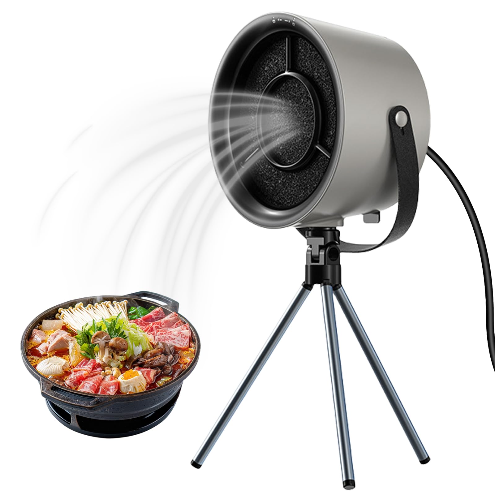 Campana extractora portátil extractoro con tipo trípode, 3 velocidades, escritorio y cocina para camping, barbacoa