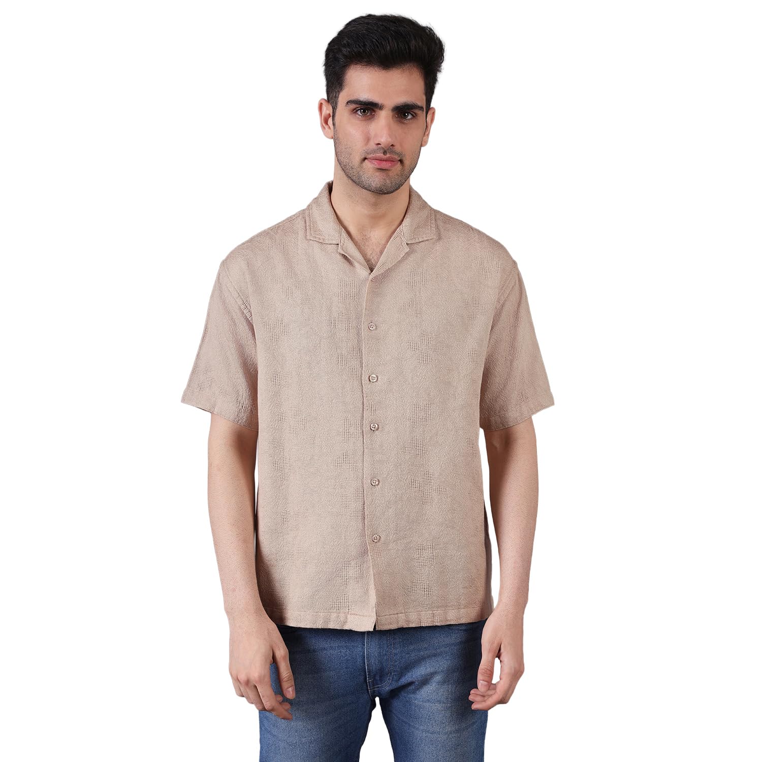 Always what should I do 半袖シャツ Urban Scottish Men's Oversized Shirt, Half Sleeve Button Down