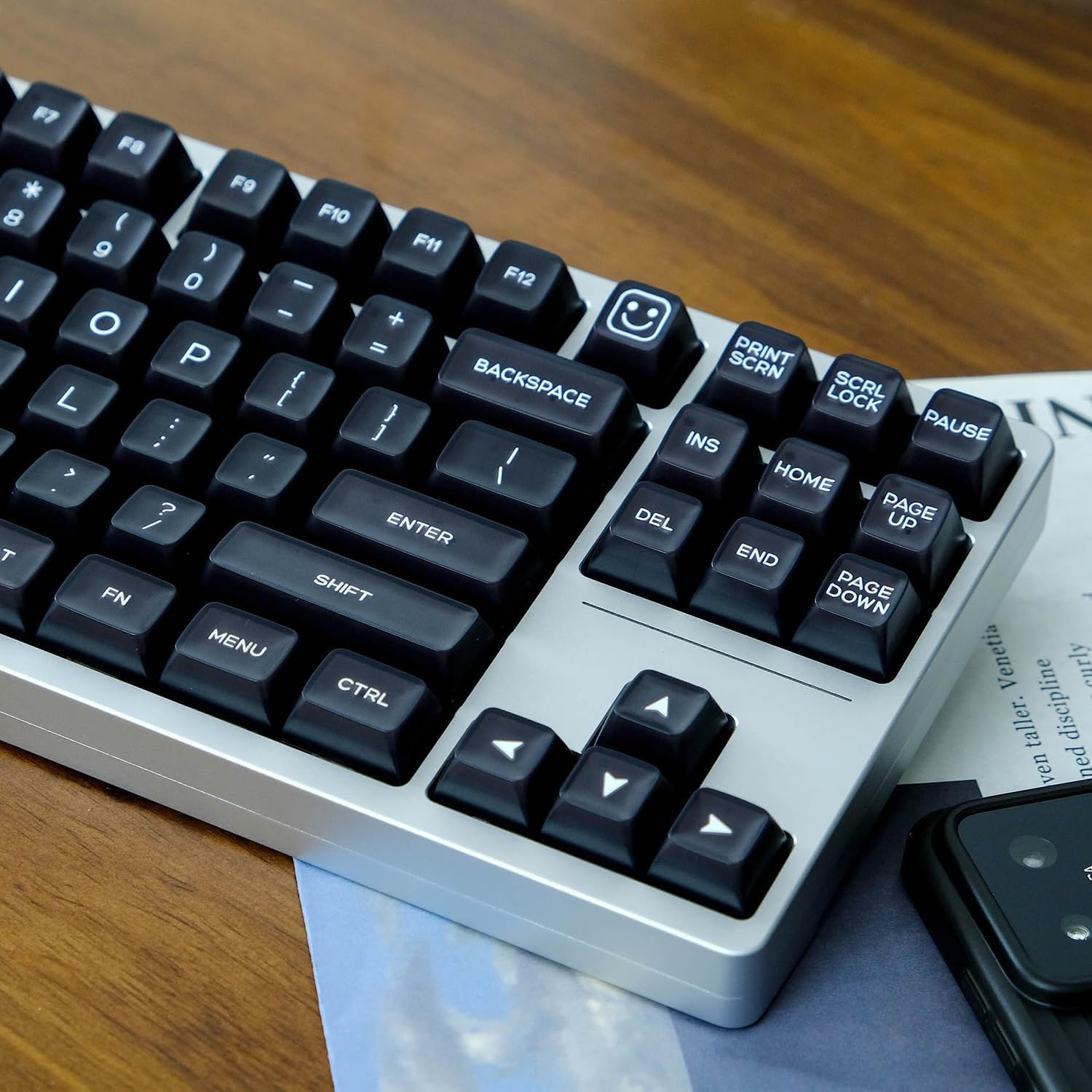 Translucent Jade Keycaps, 142 Keys/ABS/SA Profile/Doubleshot Keycap for MX Switch Custom Mechanical Keyboard (Color : Black)