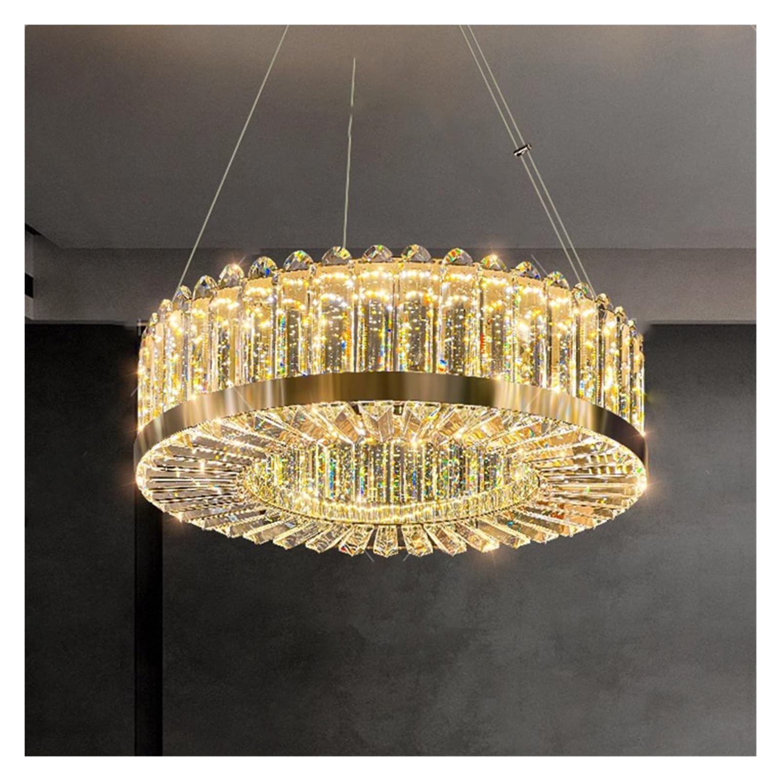 ASerZenith Chandelier Nordic Light Luxury Ceiling Lamps Hanging Led Chandeliers For The Living Room Indoor,Rc Remote Dimming-Round 50Cm