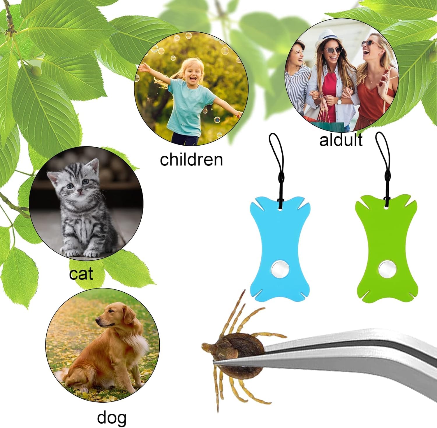 Zeckenkarte mit Lupe, 2 Stück Zeckenkarten für Zecken mit 1 Stück Edelstahl Zeckenzangen Zeckenkarte für Kinder, Zeckenkarte für Menschen Kinder Hunde Katzen