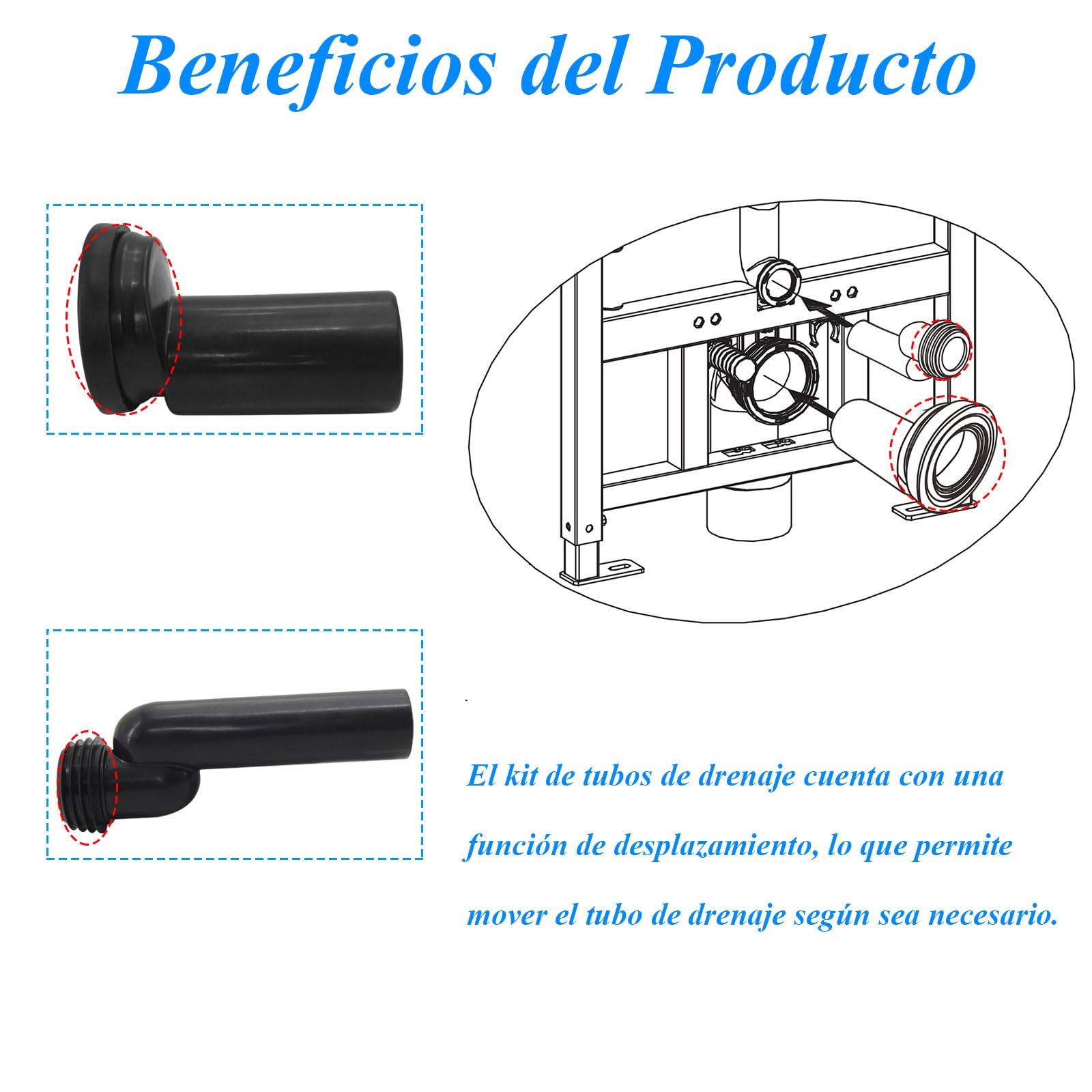 Kit de Conexión para WC Suspendido – Compatible con Geberit 405.116.00.1, Kit de Conexión para WC, con Material de Fijación, Tubo de Conexión para WC.