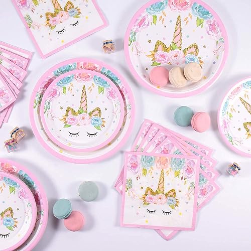 Miniatura 4 de suministros de fiesta de cumpleaños incluyendo platos, tazas, popotes y manteles para fiesta de cumpleaños, servicio para 16 invitados