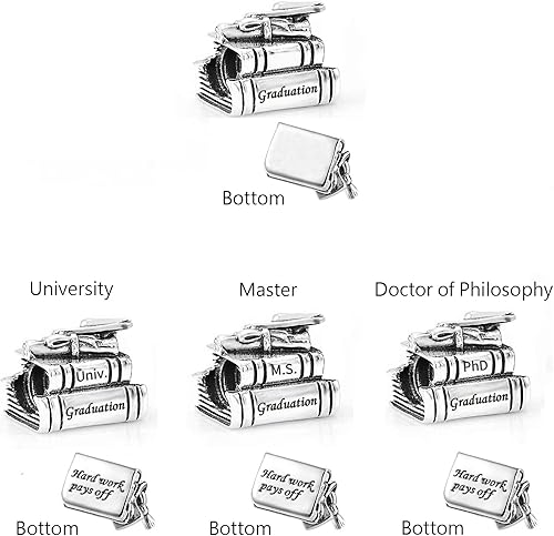 Miniatura 3 de Abalorio de graduación de búho para mujer, cuentas de casquillo, cuentas de sabiduría, negro y azul, circonita cúbica, joyería para hija, nieta,