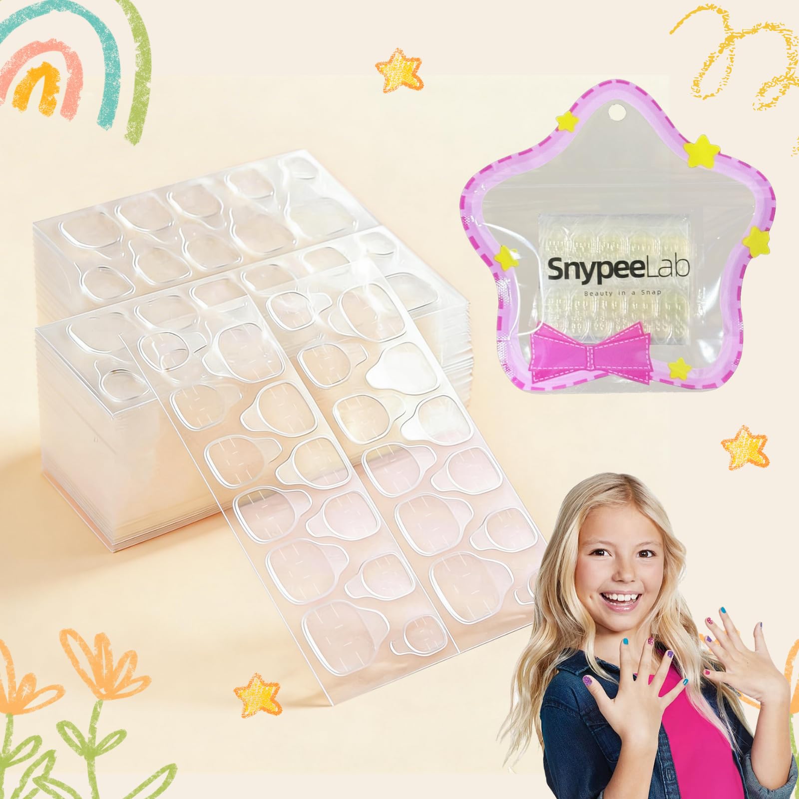 XS Nail Sticky Tabs for Kids, 480PCS Zero Damage Kids Nail Glue