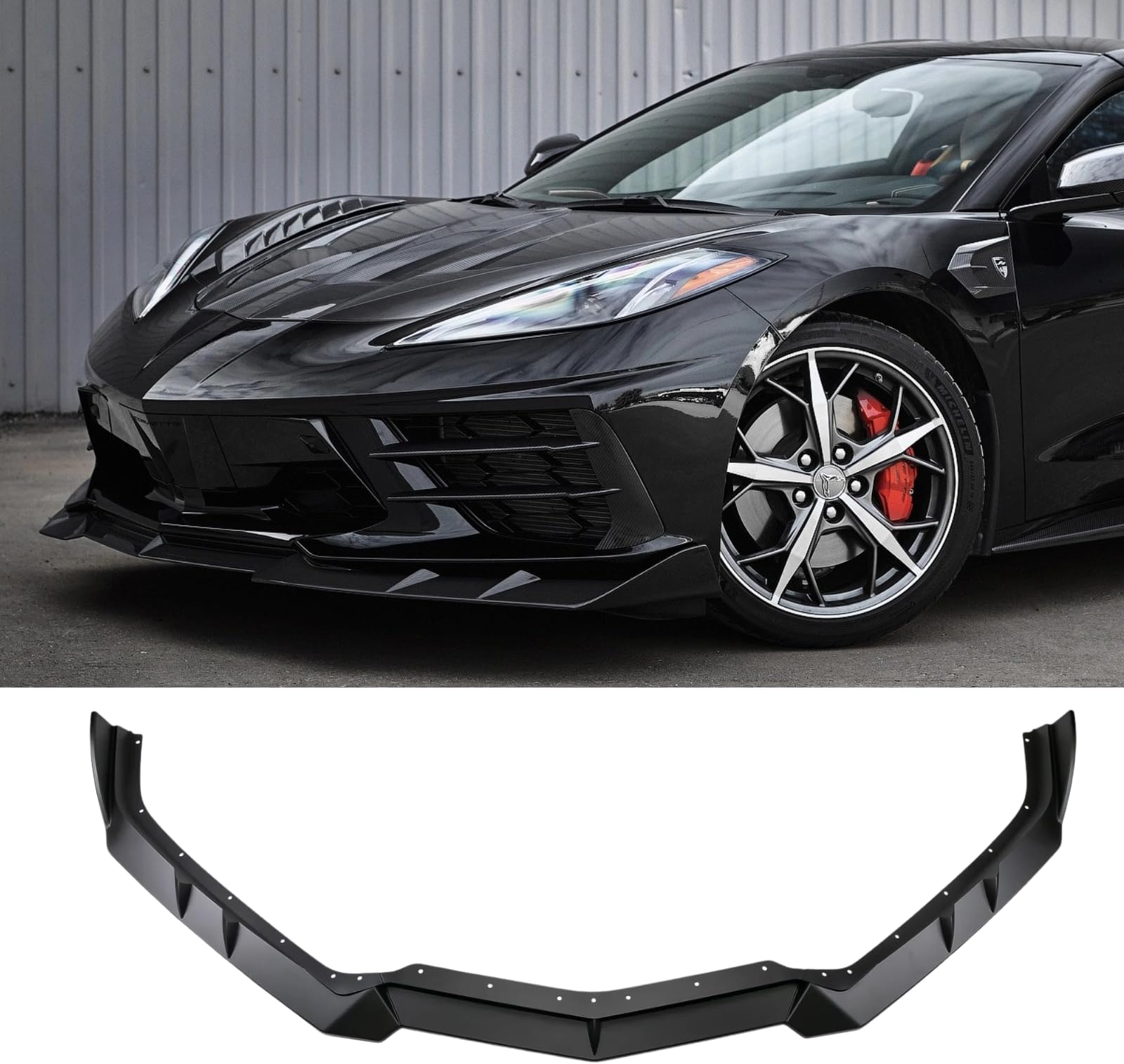 Front Bumper Lip Splitter Spoiler Compatible with 2020-2026 Chevy Corvette C8, 3PCS (Matt Black)