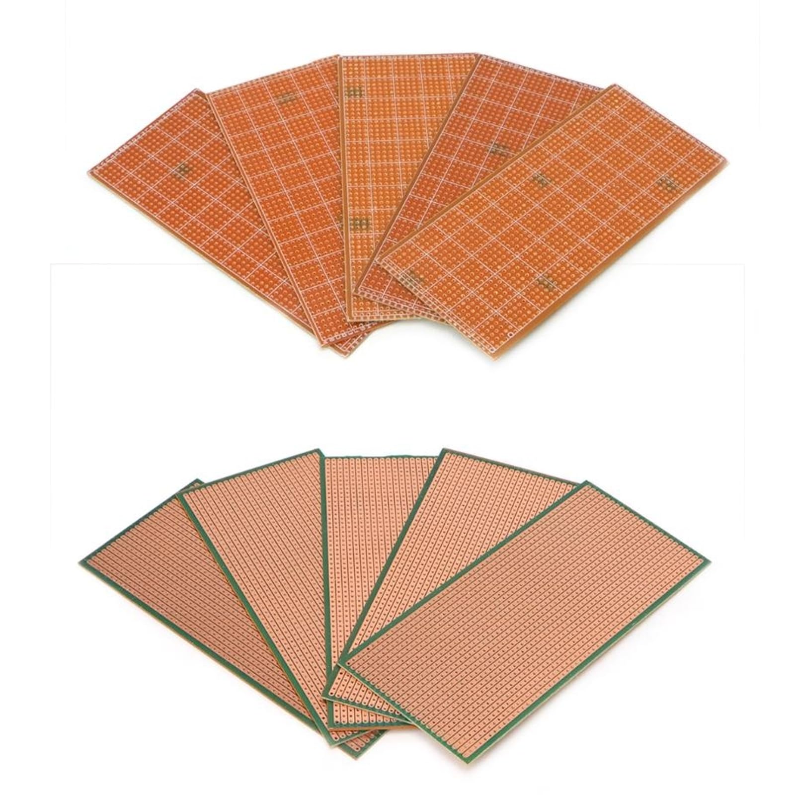 10 Pcs PCB Circuit Board 6.5x14.5cm, Protection Perfboard Stripboard Veroboard, Prototype Kit Protoboard Copper Strip Board, Universal Printed Circuit Breadboard for DIY Soldering Electronic Projects