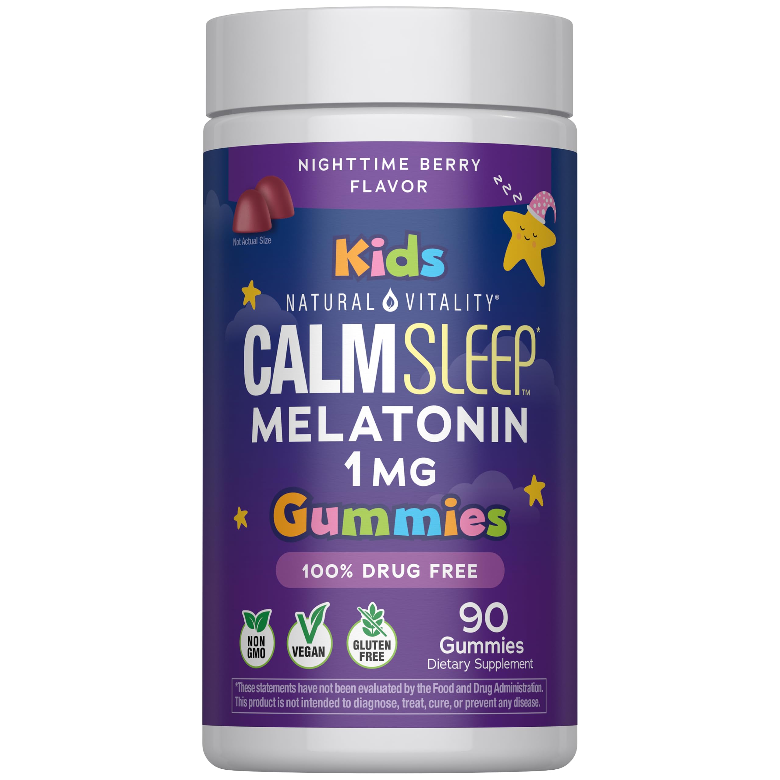 Natural Vitality Kids Calm Sleep Melatonin 1mg Gummies 90 Count (Pack of 1)