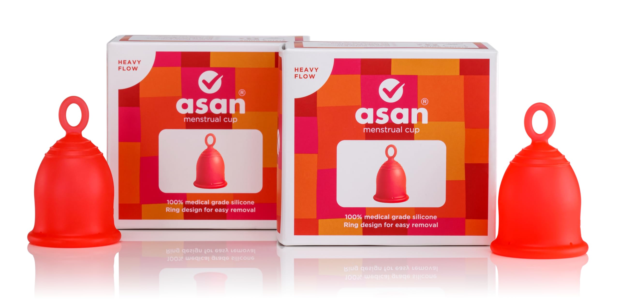 Asan menstrual cup - heavy flow Pack of 2 | Easiest cup to insert & remove I Special ring design | Premium medical grade silicone I Designed in the USA…