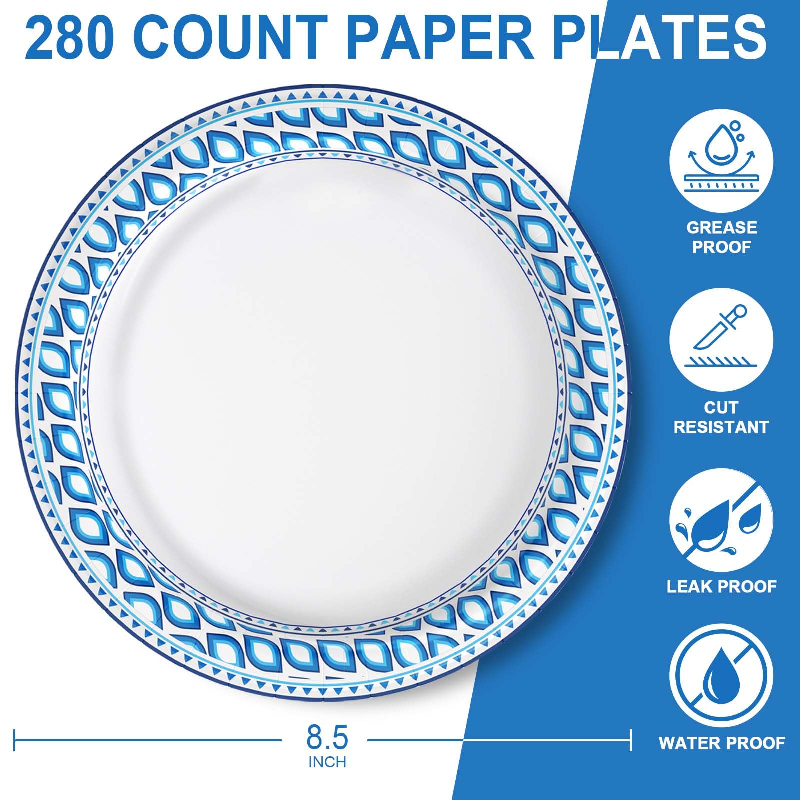 Blue Disposable Dinner Plates - 280 Pack -2