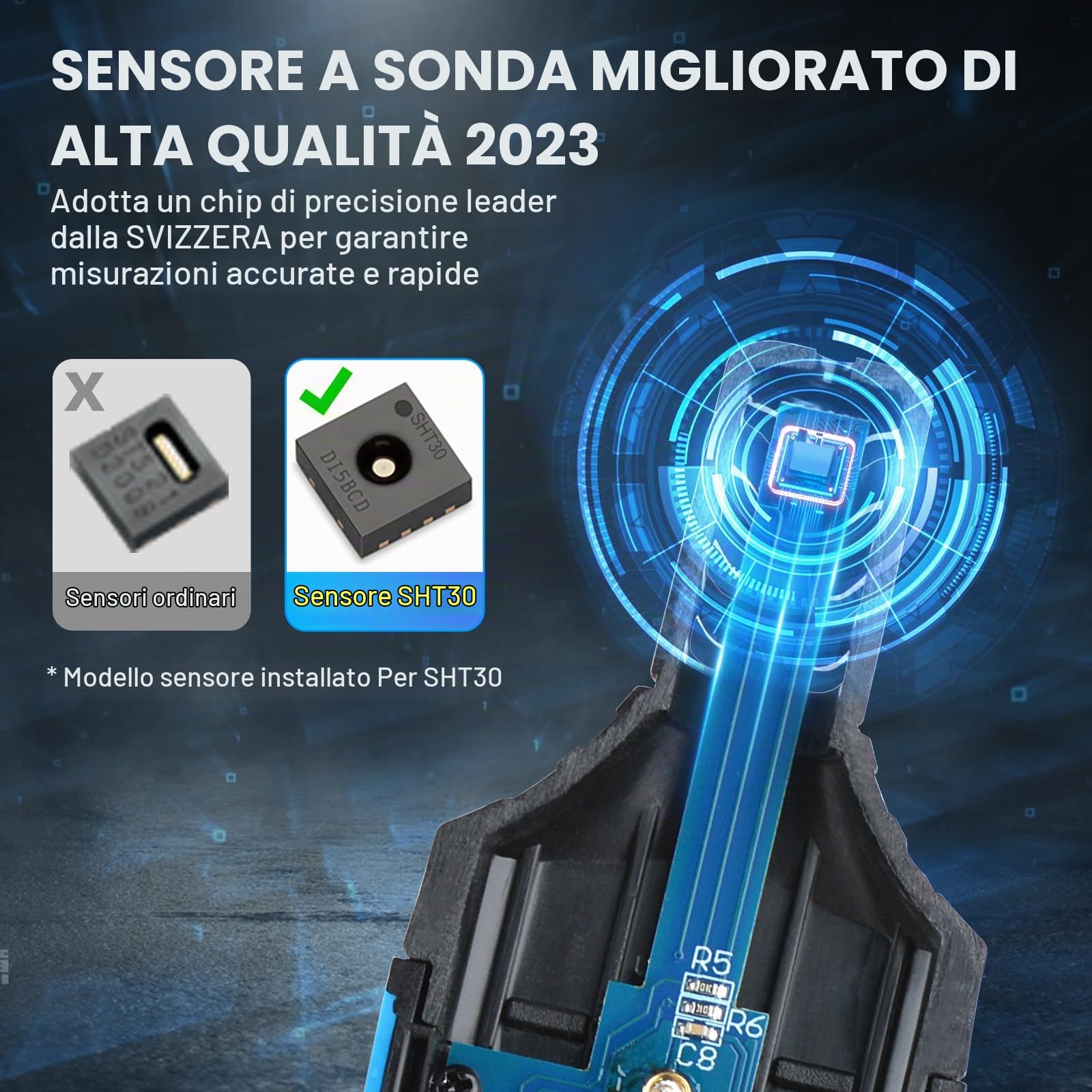 Termometro Igrometro MESTEK Termometro Digitale Ambiente Interno Portable Misuratore di umidità e Temperatura, Punto di Rugiada e Temp di Bulbo Umido, per Industria Agricoltura Meteorologia