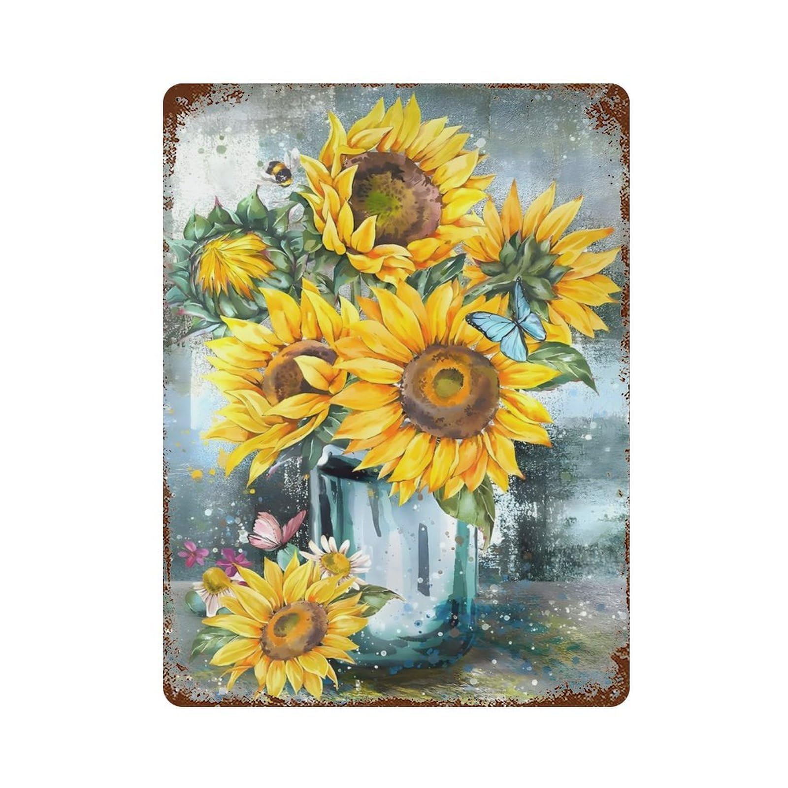 xiaoxiaoshen Sunflower Wall Decor Art Metal Tin Poster Modern Home Decor Art Home Bar Shop Decorations Vintage Sign 40x30cm