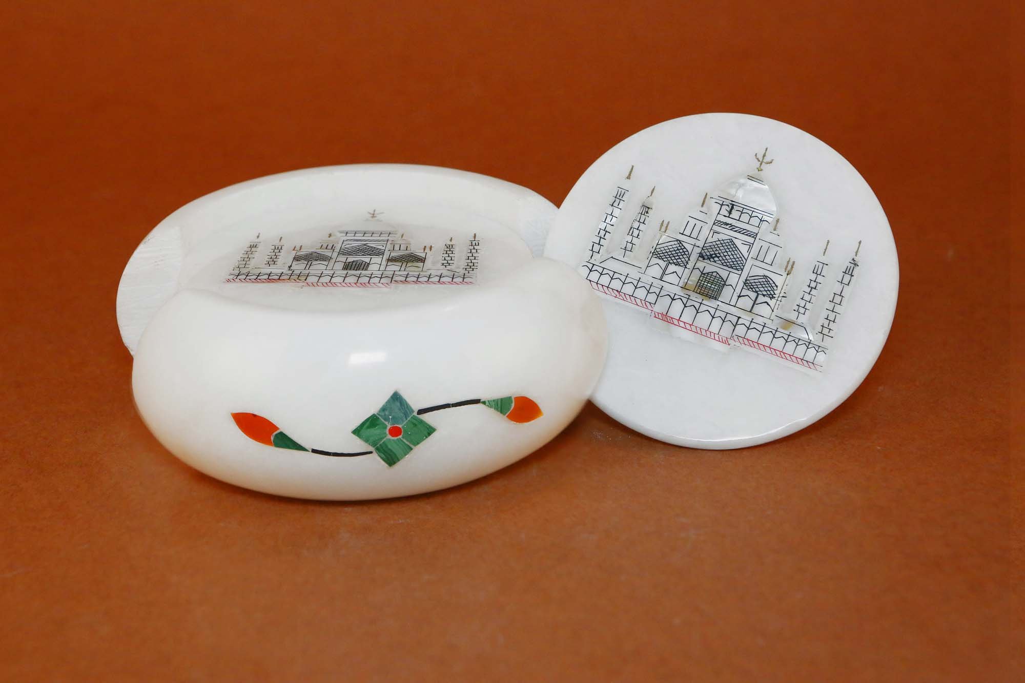 Sous-verres en marbre blanc et incrustation dorée chic lot de 6