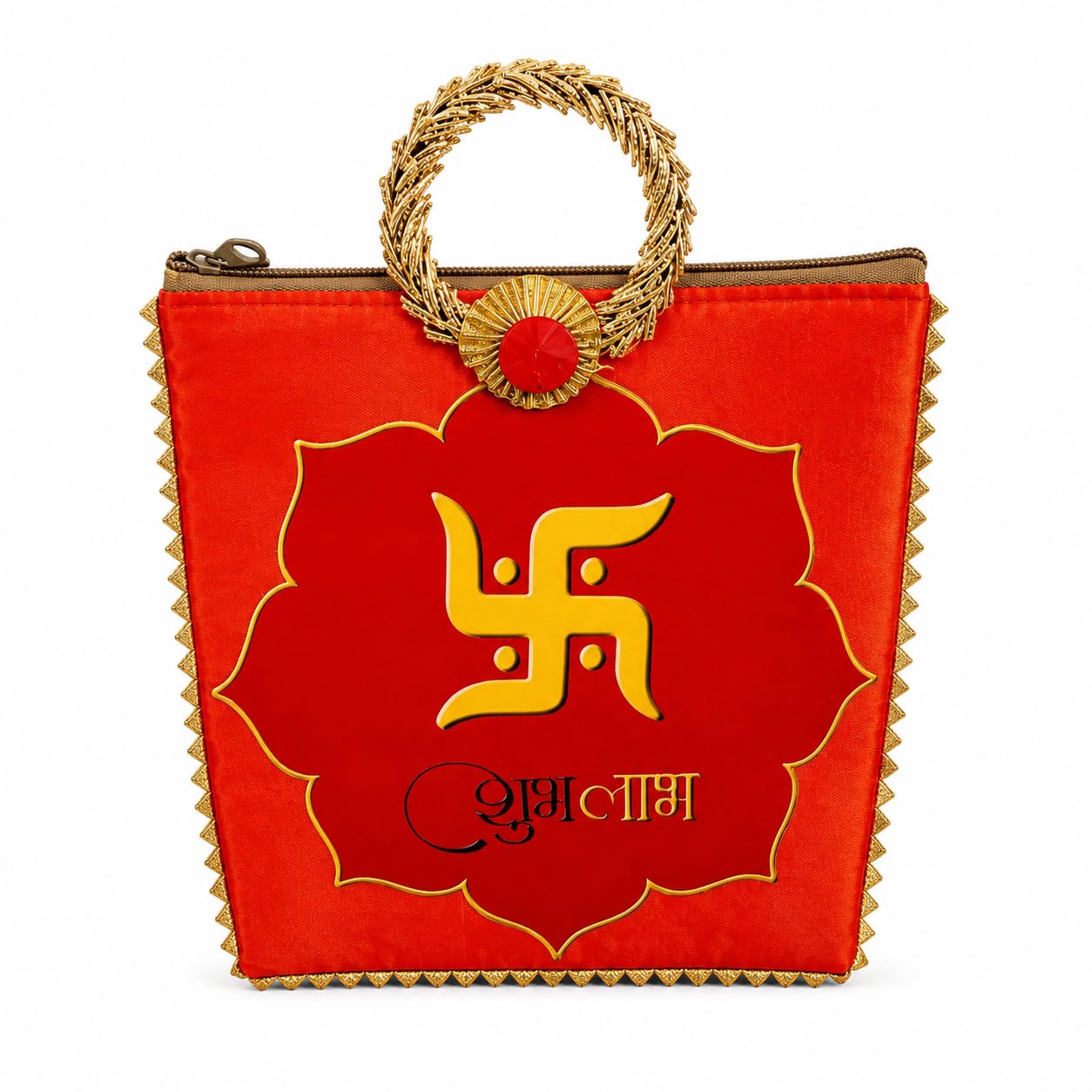 yunicron max Royal Shubh Labh Designer Clutch Bag | Festive Handcrafted Ethnic Handbag for Women | Diwali Decoration & Return Gift Bag | Luxury Pooja Accessories Organizer-picture-39