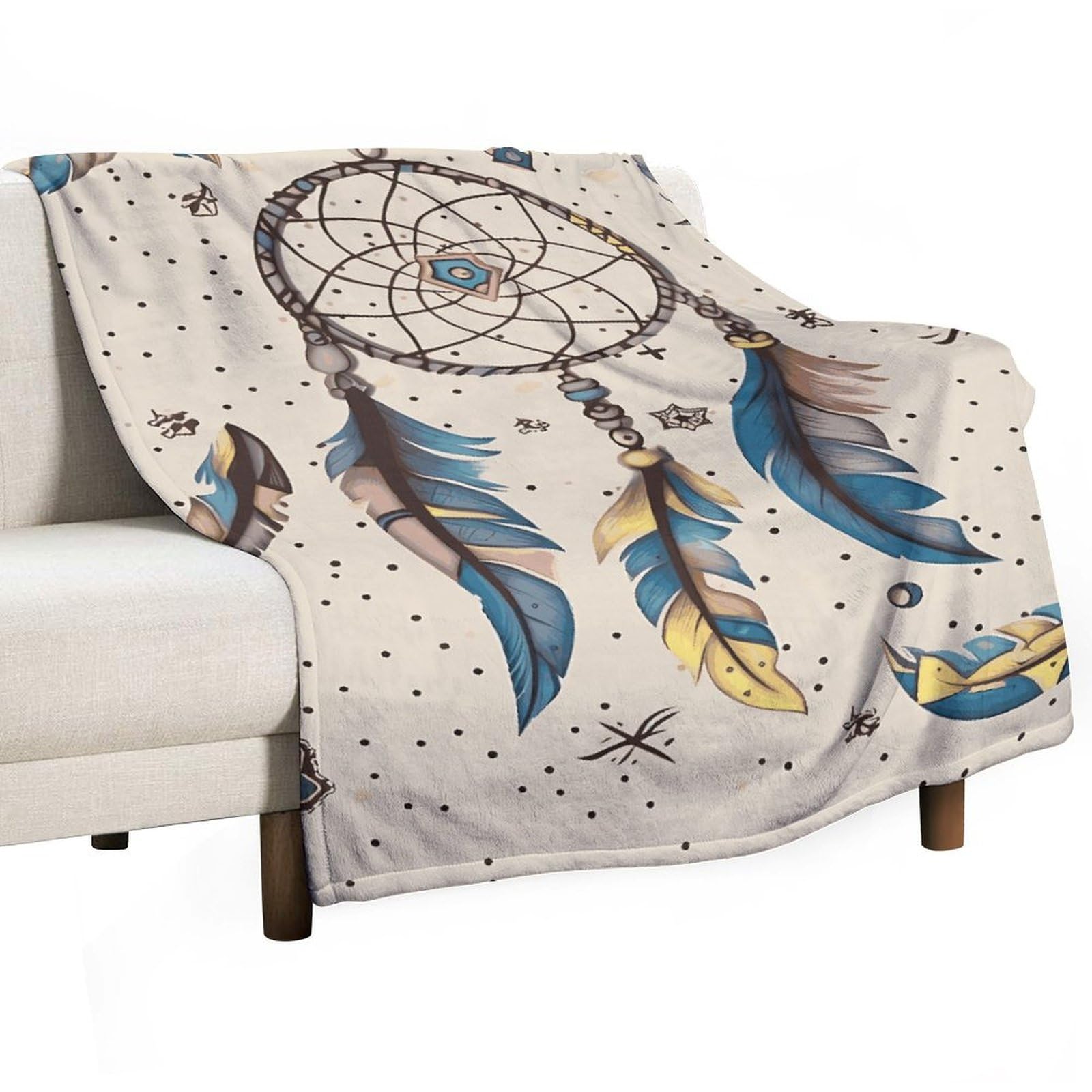 Couverture polaire attrape-rêves 127x177cm en flanelle douce