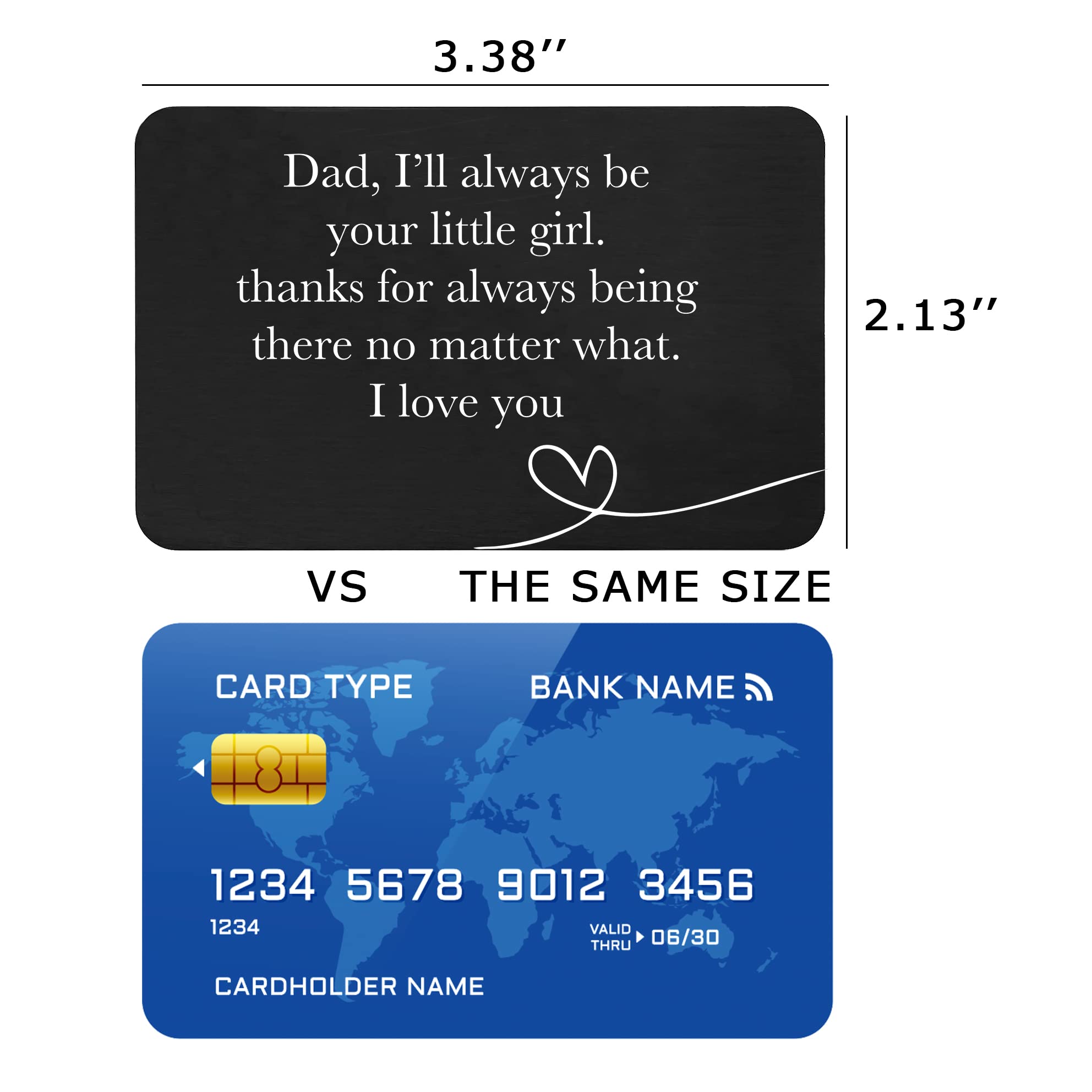 Engraved Wallet Insert Card For Dad - "I'll Always Be Your Little Girl" Sentimental Gift From Daughter, Wedding, Father's Day, Birthday - View #9
