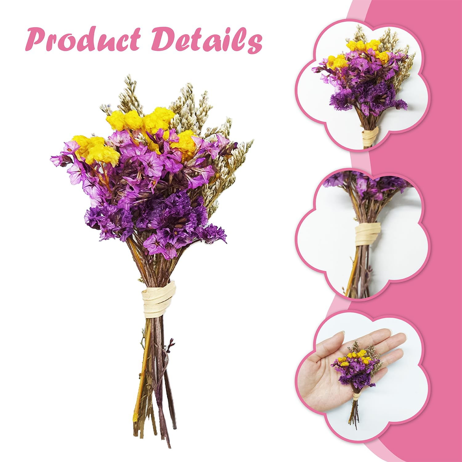 10 mini bouquet di fiori secchi, fiori secchi naturali, mini bouquet di fiori secchi, fiori secchi per artigianato, set per fai da te, decorazione per biglietti e casa