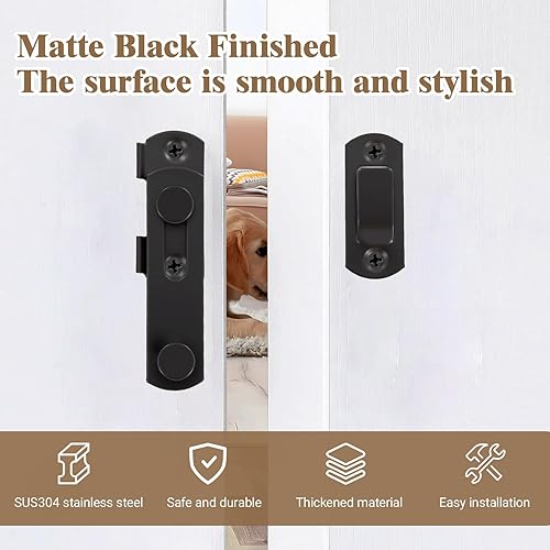 Miniatura 4 de 3 pestillos para puerta de granero, cerraduras y pestillos de puerta de granero de 2.8 x 2 x 0.6 pulgadas, cerradura de puerta de granero para