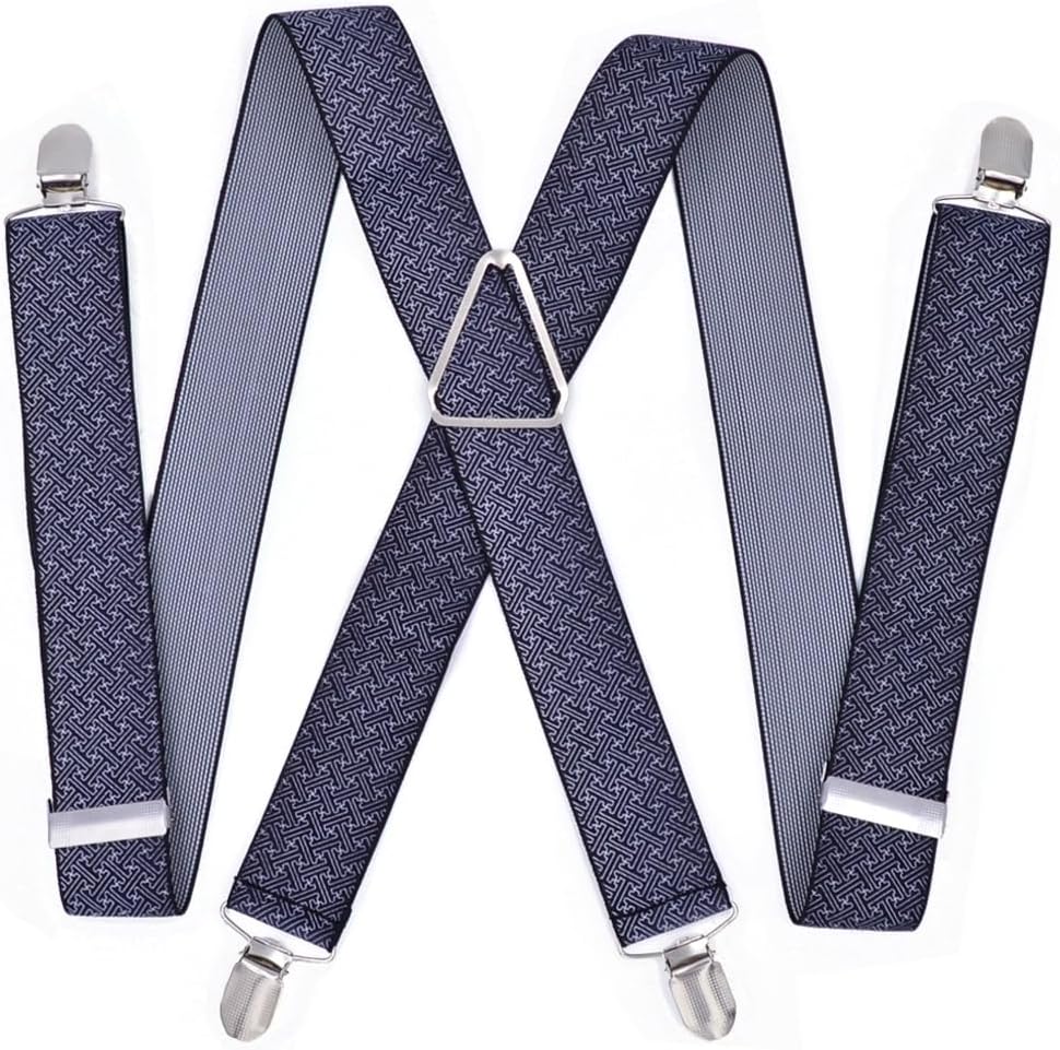 DFHBFG Men Adjustable Elastic X Back Pants Women Suspender for Trousers 55 Inch Clips Print Letter Large Size Suspenders(XX-Large)