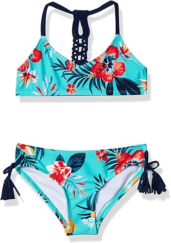 Kanu Surf Bikini con cuello en V para niñas, traje de baño deportivo de playa de 2 piezas
