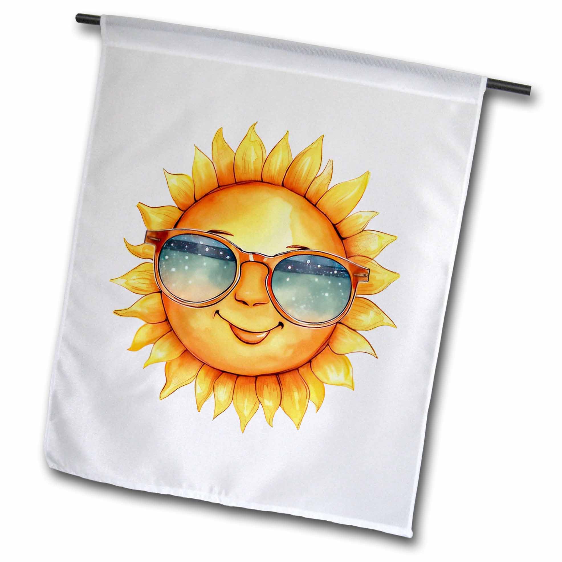 3dRose Cute Sun With Sunglasses Illustration - Flags (fl-383691-1)