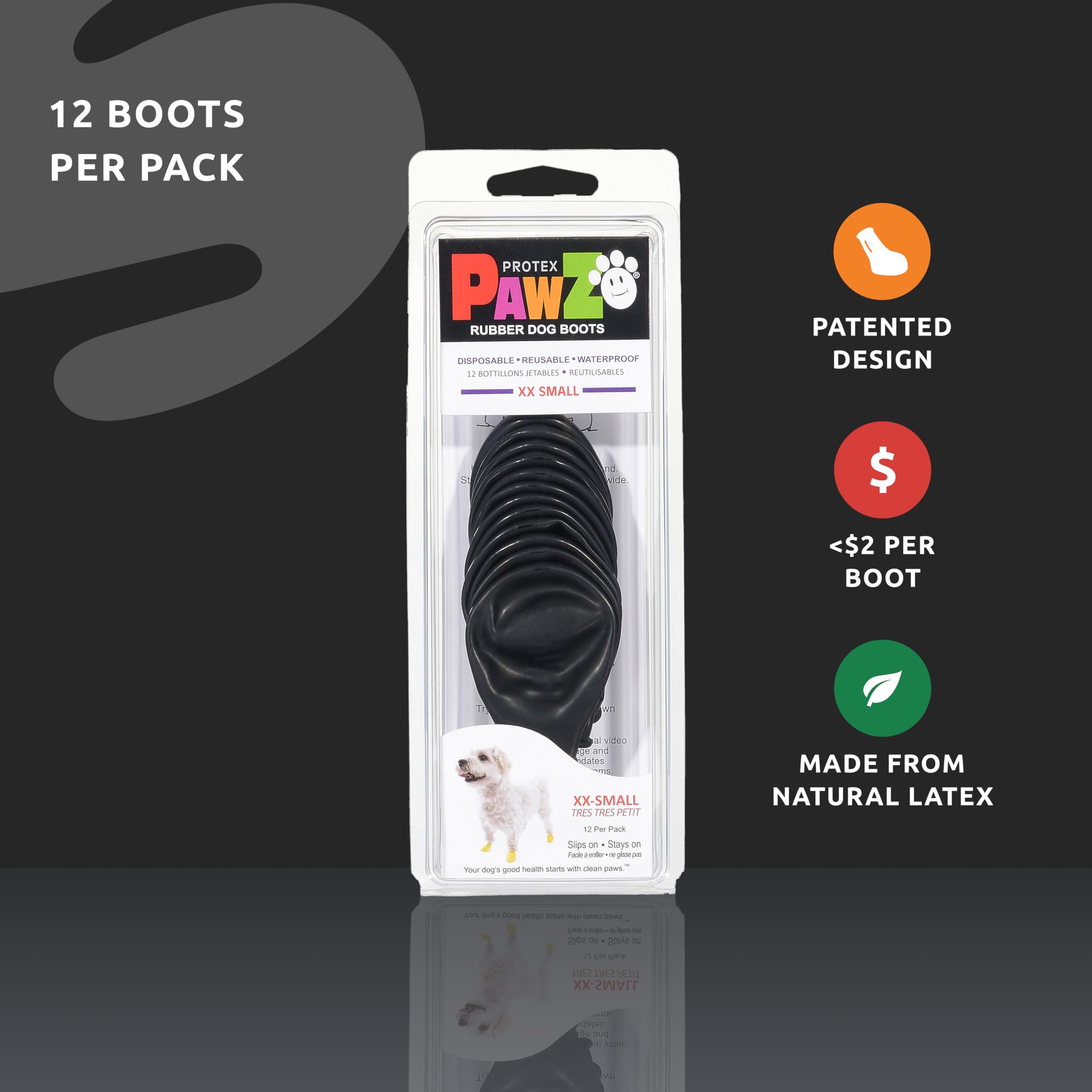 Protex PAWZ ochronne buty dla psów, edycja czarna, XXS