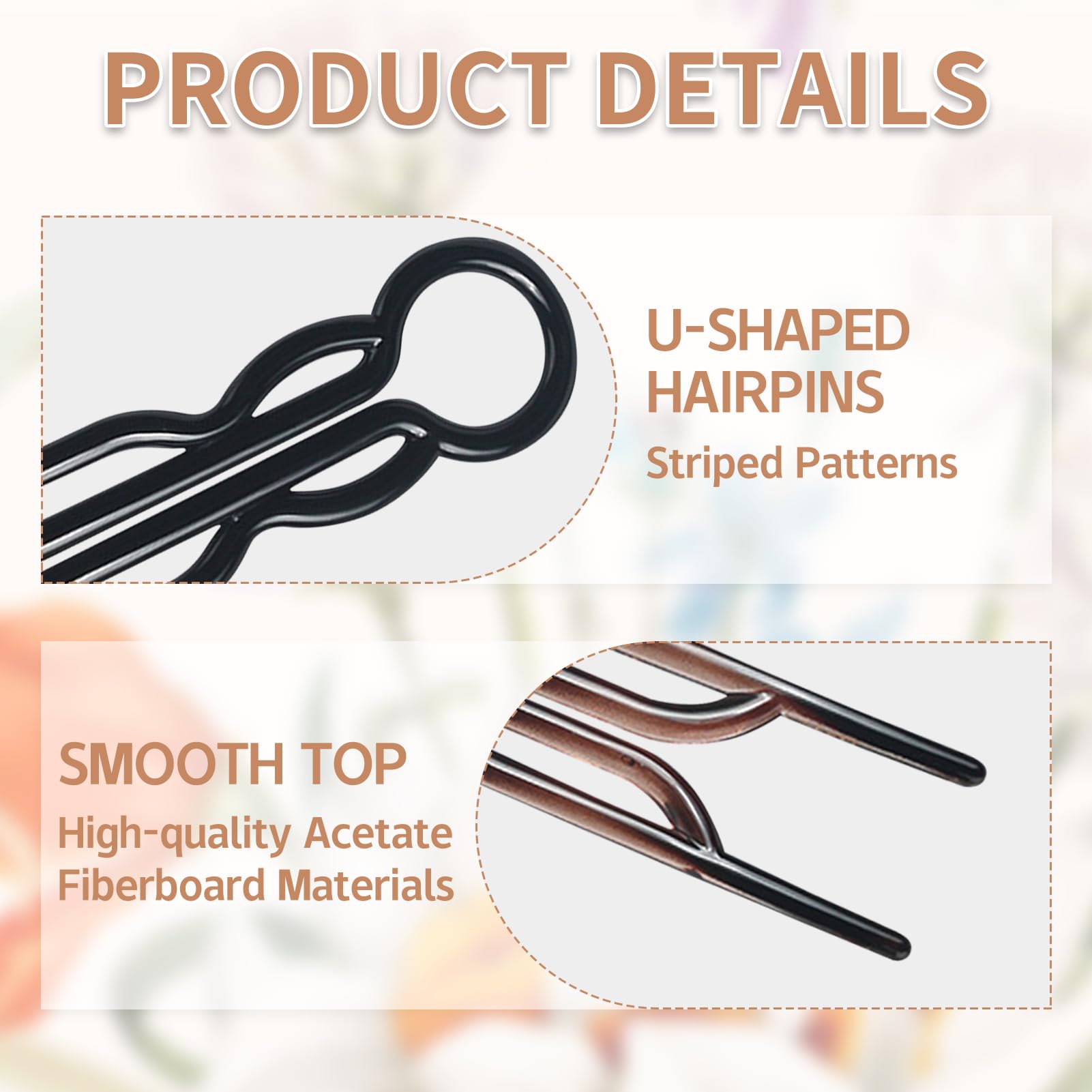 10Pcs Magic Hair Pins, French Hair Fork Lightweight Hairpins Bobby Pins Brown Hairpin Elegant U Shaped Hairpin - Image 3