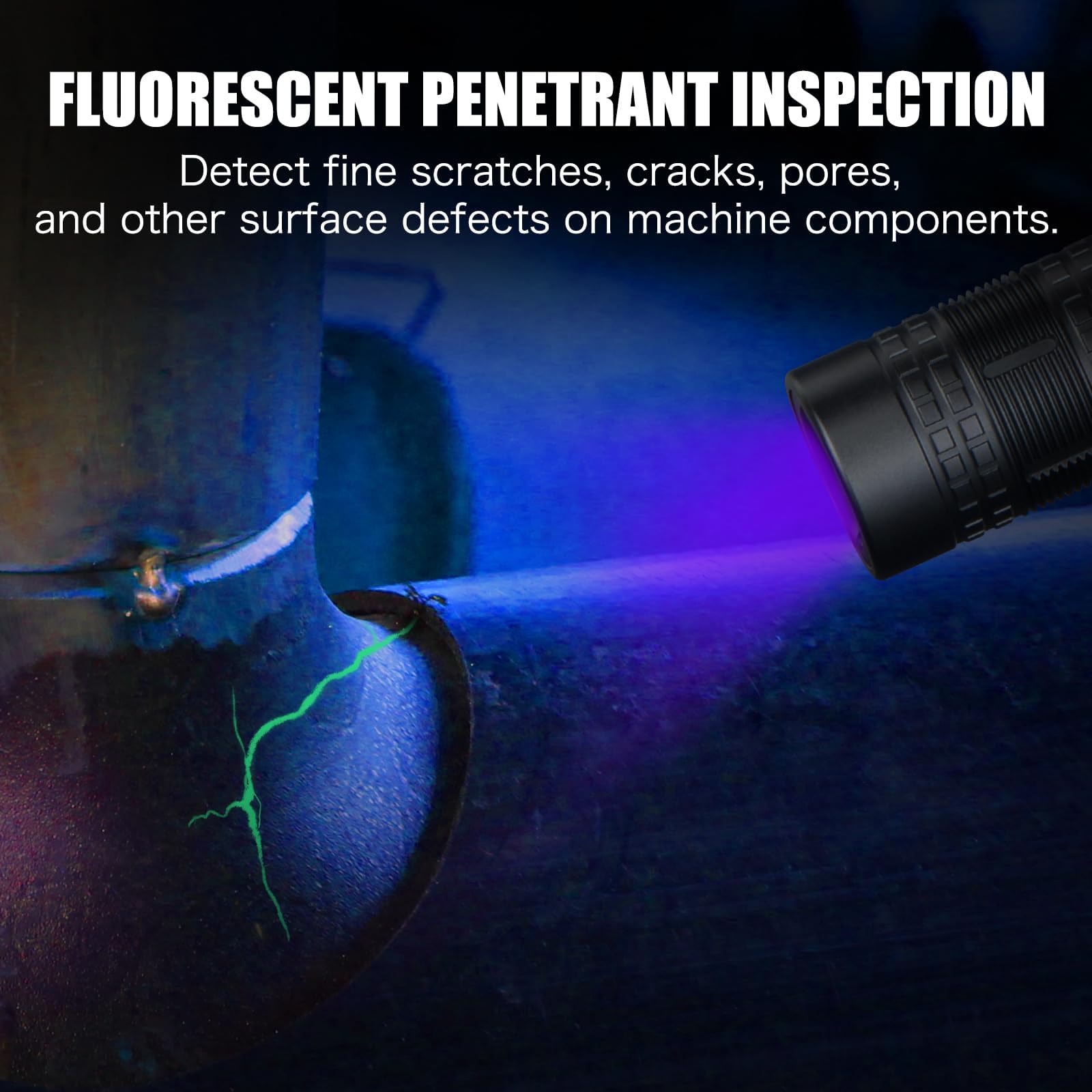 ULTRAFIRE Linterna UV uniforme de 365 nm, linterna UV recargable, linterna ultravioleta profesional para rastreo de senderos de sangre forense, NDT industrial, caza mineral, análisis de fluorescencia