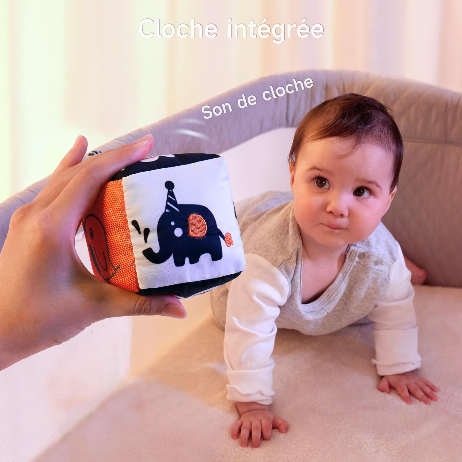 TUMAMA KIDS Jouets pour Poussettes,Noirs et Blancs Hochets en Peluche pour Cadeau de Noël bébé de 0-12 mois