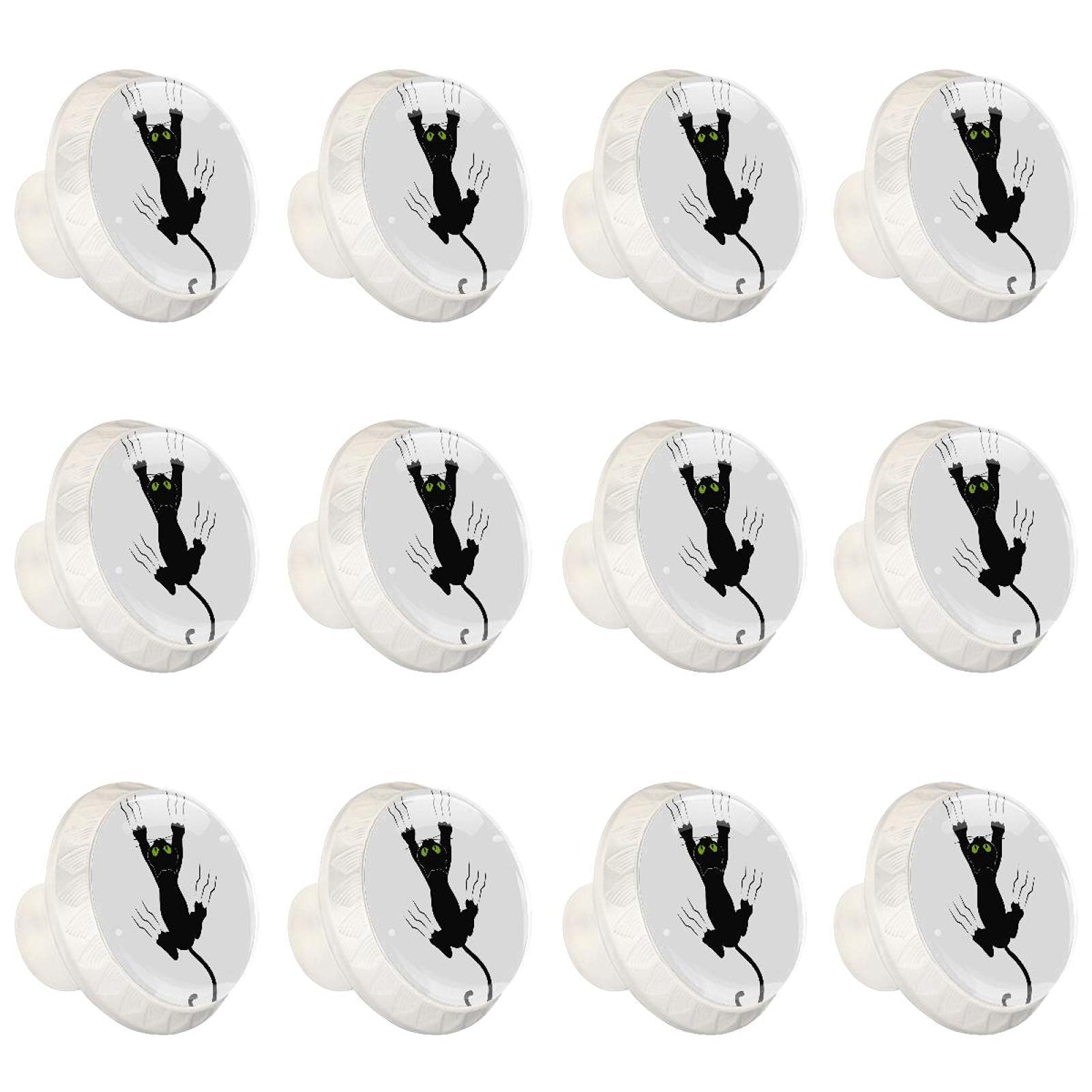 Boutons d'armoires de cuisine ronds motif chat lot de 12 poignées pour tiroir