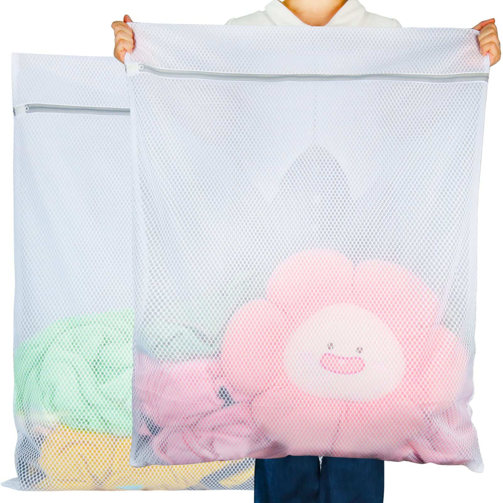 Vivifying Extra Large Mesh Laundry Bag 2 Pack XXL Oversize Honeycomb Mesh Wash Bags for Washing Machine Coats