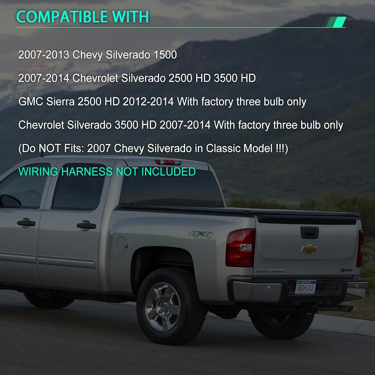 Tail Lights assemblies Compatible with 2007-2013 Chevy Silverado 1500 2500 HD 3500 HD w/o Wiring Harness tail lamp (Chrome/Red Lens) a pair