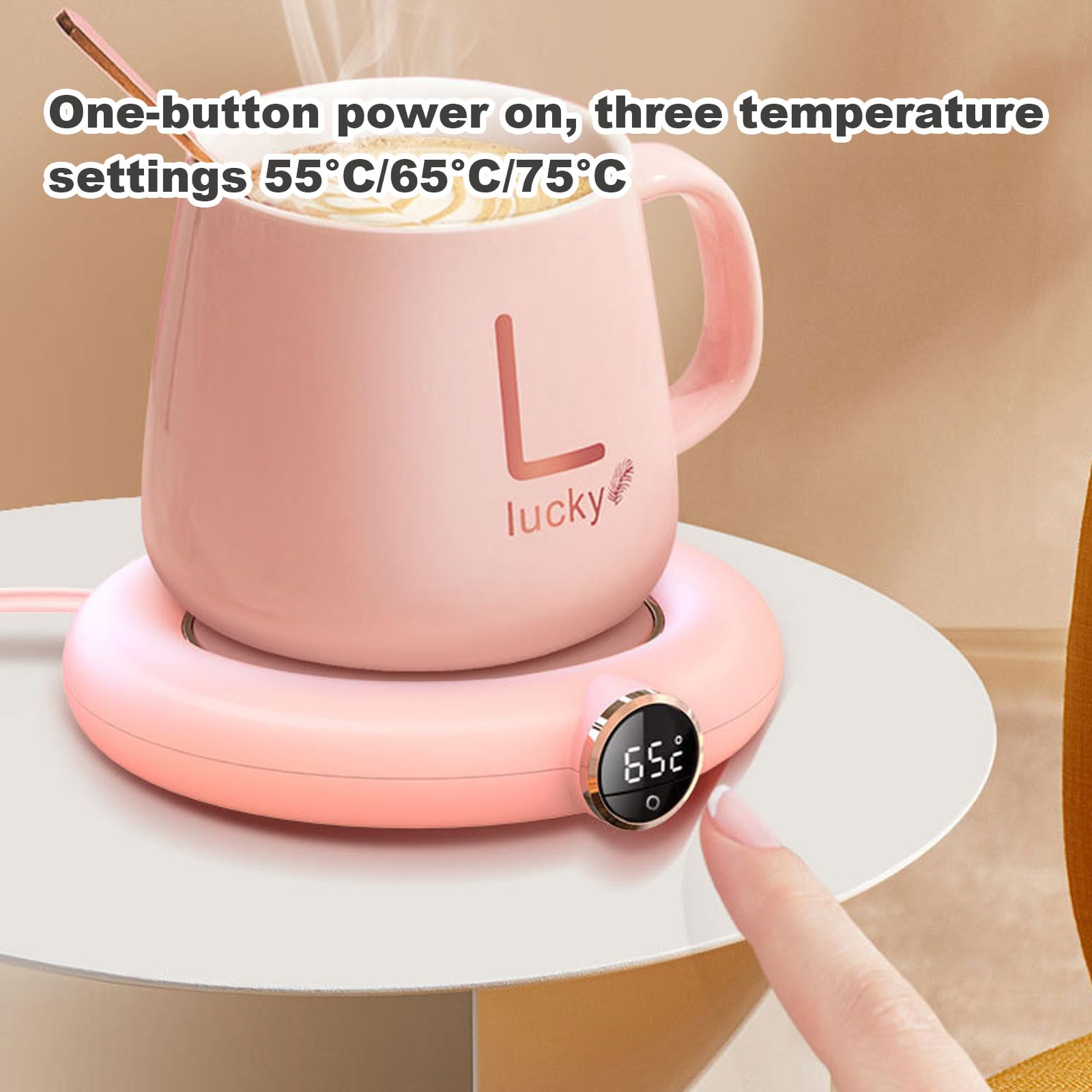 Scalda-tazze da caffè, USB con scatola, scalda tazza per scrivania con spegnimento automatico, 3 impostazioni di temperatura, scalda tazza da caffè, regalo per donne, regalo per Natale (bianco)