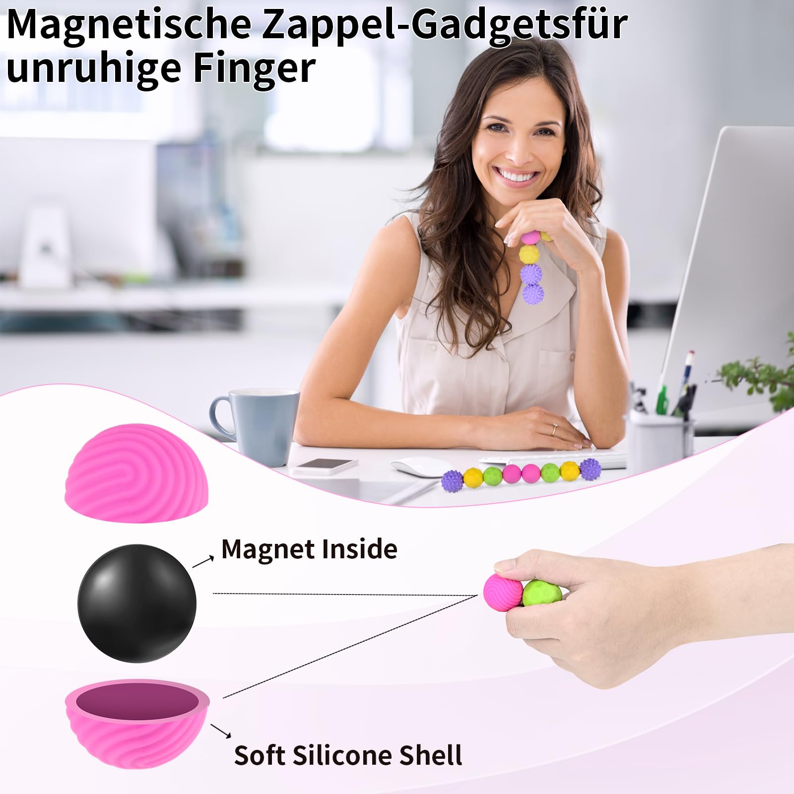 Felly 8 Boules Magnétiques Anti-Stress – Silicone Sensoriel, Silencieux, Portable – Cadeau Pour Enfants Et Adultes