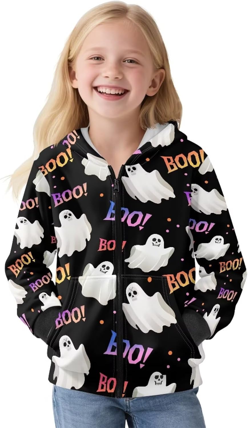 Girls Fleece Full Zip Hoodie Sweatshirt Girls Zip Up Hoodie Casual Long Sleeve Sweatshirts Pullover with Pockets