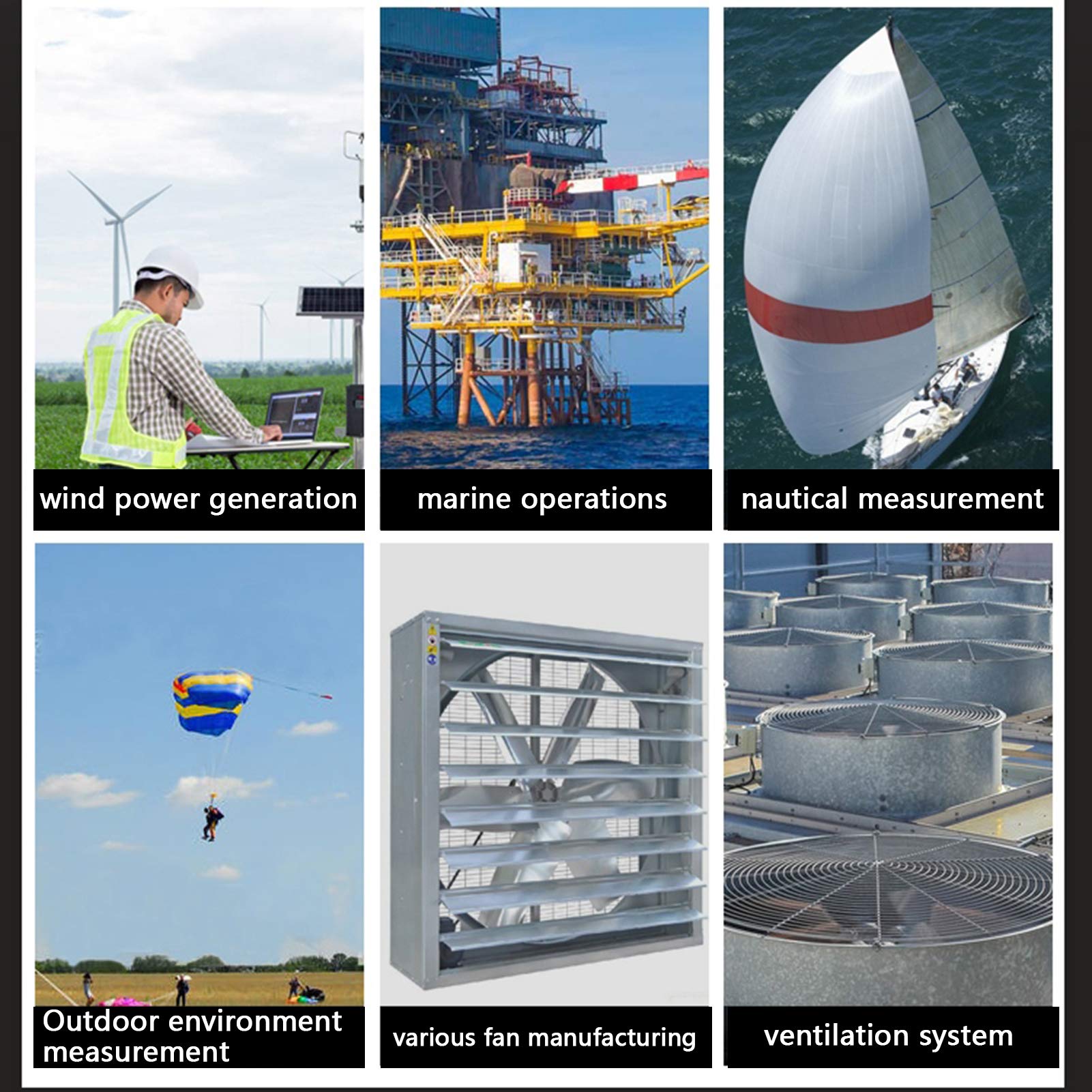 Anemometro Digitale Indicatore di velocità del Efficiente per gli Appassionati di attività All'aperto Adatto per la Produzione di Energia Eolica e Sistemi di Ventilazione Materiale Plastico