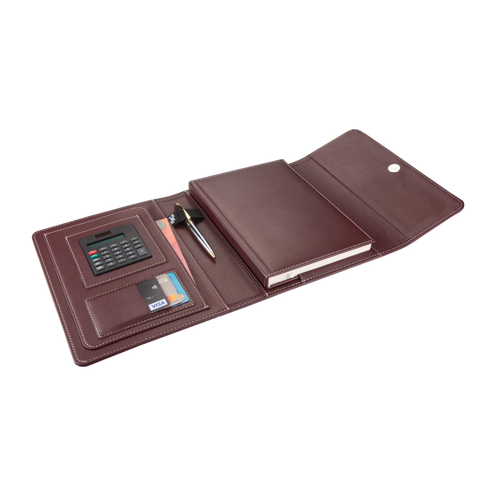 2K 5211 Ajanda Tarihsiz Çizgili 17 x 24 cm Ajanda/Defter Hesap Makineli Suni Deri Organizer, Bordo