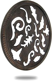 India Overseas Trading Corporation Round Wall Hanging Panel Brown Wood Wall Art Room Decor, 24” x 24”