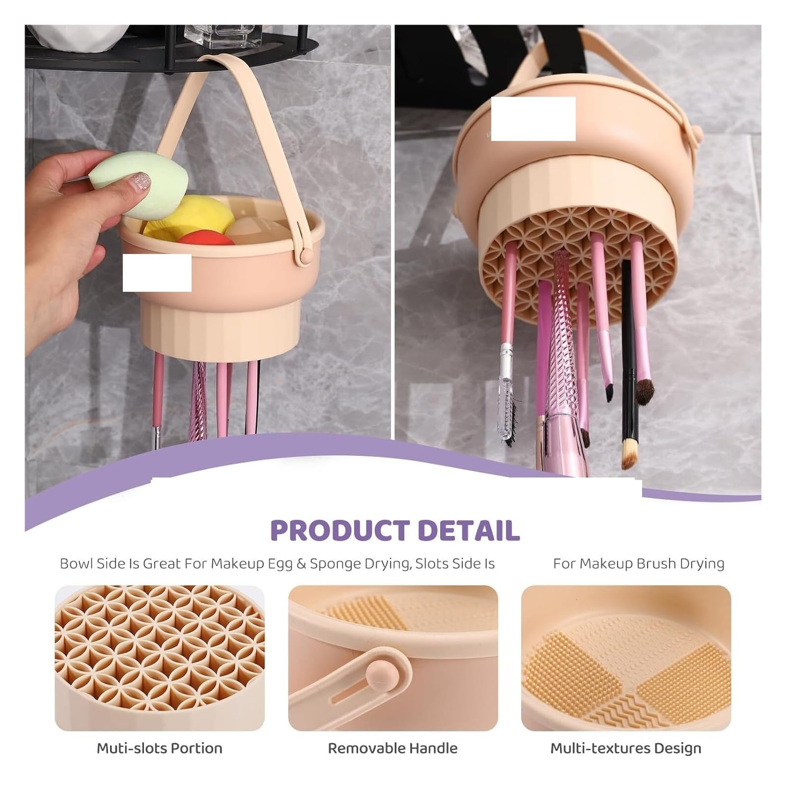 Seau de nettoyage pour pinceaux de maquillage - Outil de lavage et de séchage pour les amateurs de beauté (B)