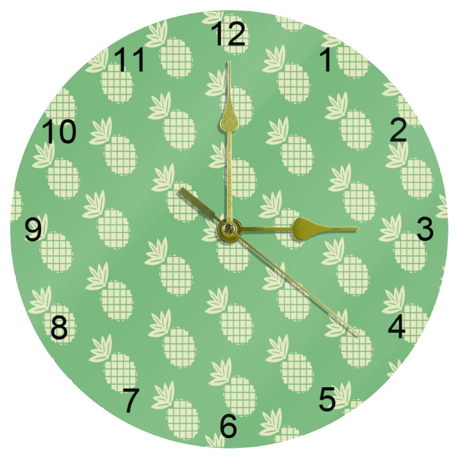 Horloge murale silencieuse ananas vert 25,4 cm chiffres arabes maison