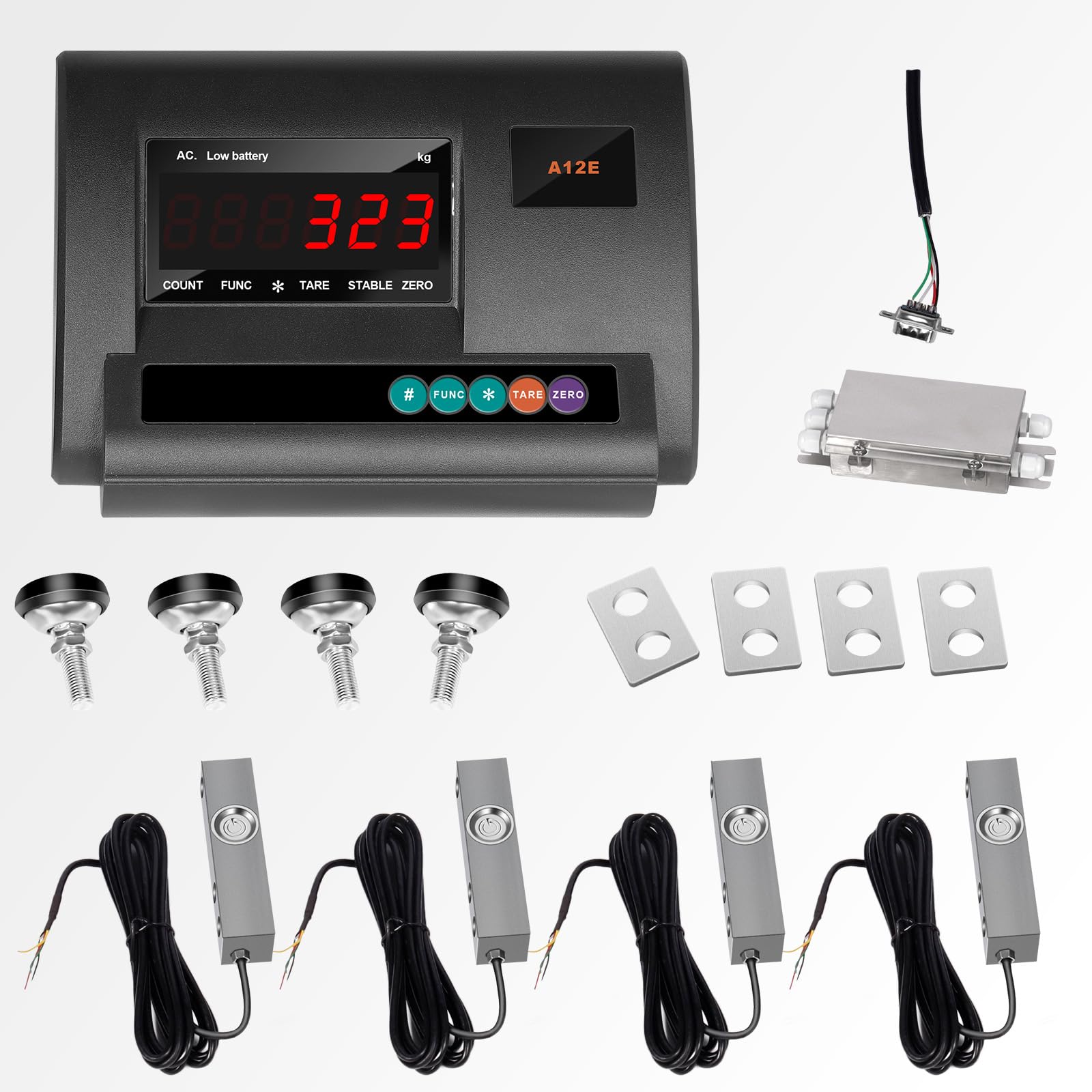 Loadometer 2 Ton Floor Scales Electronic Load Cells Platform Weighbridge, YZC-320C-kit, 110V AC Indicator, Black