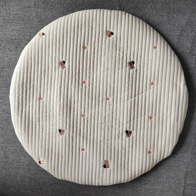 Poowe Nursery Kids Rug Creeping Crawling Mat Baby Rug Childrens Floor Area Rug Mat 100% Cotton Baby Crawling Mat Round Infants School Carpet Decor, 33.5