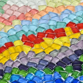 OTYMIOW 500g Glass Mosaic Tiles for Crafts Bulk Assorted Small Tiles for Crafts Mixed Shapes Mosaic Glass Pieces for Mosaic Projects, Garden Crafts, DIY Art Decor