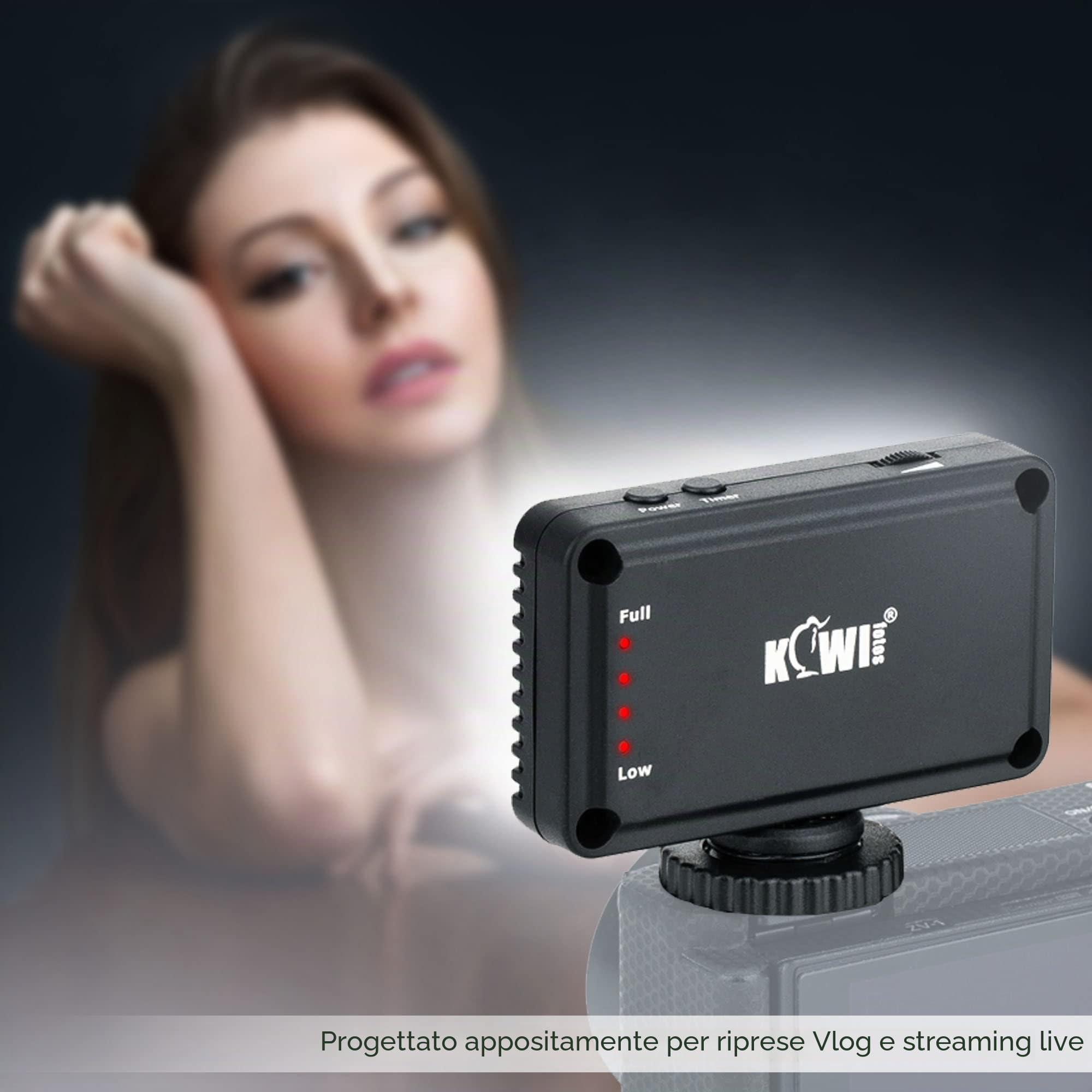 KIWIFOTOS Mini Luce Video LED per fotocamera Sony ZV-E10 ZV-1 ZV1II ZV1F A6400 A6100 A7C A7SIII per Canon PowerShot V1 M50II, Lampada di Riempimento Ricaricabile Portatile per Fotografia Video Vlog