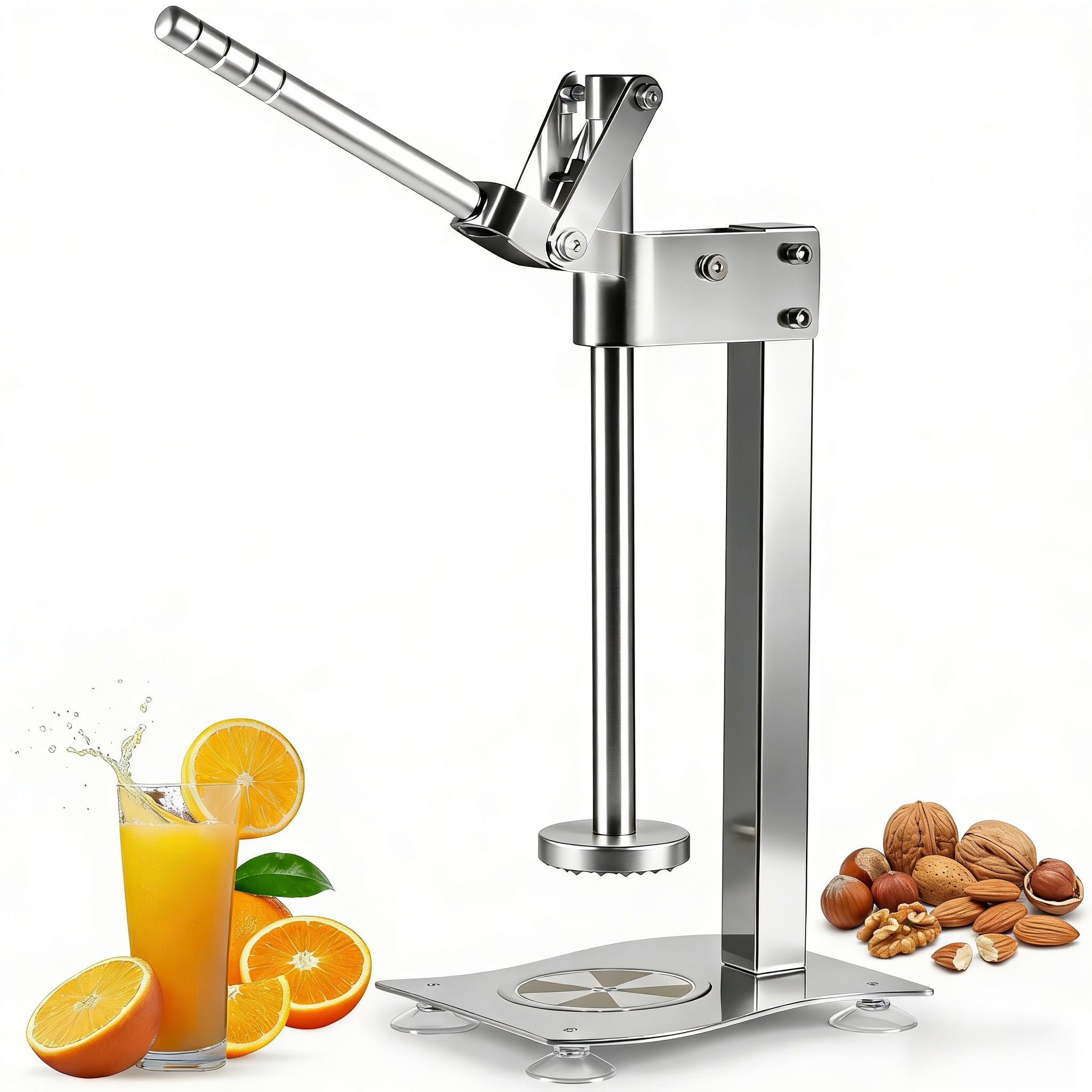 Manuelle Zitronen-Orangenpresse, robuste 304 Edelstahl, Zitronenpresse, Handfruchtpresse, Apfelpresse mit arbeitssparendem Griff und Saugnäpfen für Obstnuss