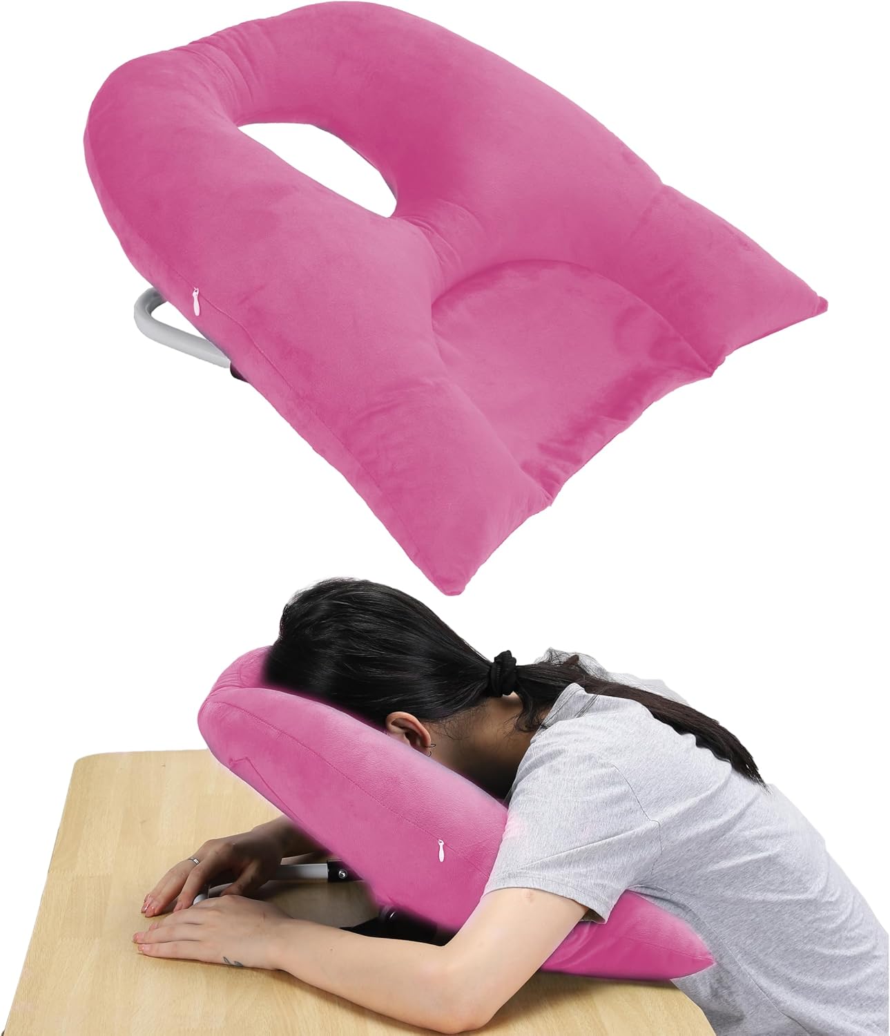 Lumbar Support Pillow, Adjustable Back Support Pillow, Back Rest Pillow, Improve Lower Back PainRelief & Sitting Posture, for Home, Office, Travel (Pink)