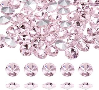 MECCANIXITY Pointed Back Rhinestones, 50 Pcs 8mm Round Glass Rhinestone Faceted Crystal Cabochon Gems for Nail Arts Crafts, Jewelry Making, Phone Case, Cloth Decoration (Pink)